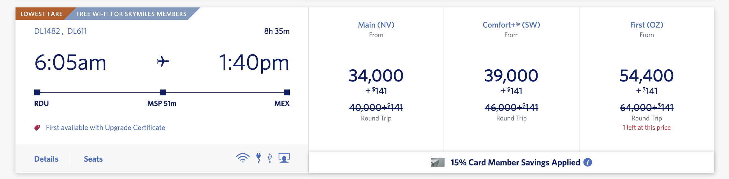 Delta Raleigh Durham Mexico City SkyMiles