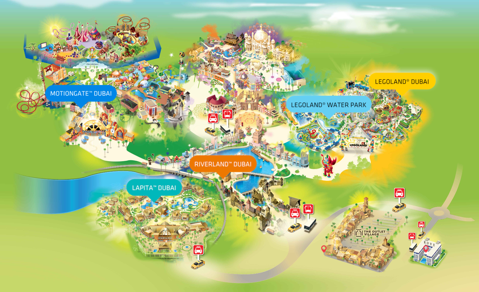 Dubai Parks and Resorts Map Dubai Parks Resorts map