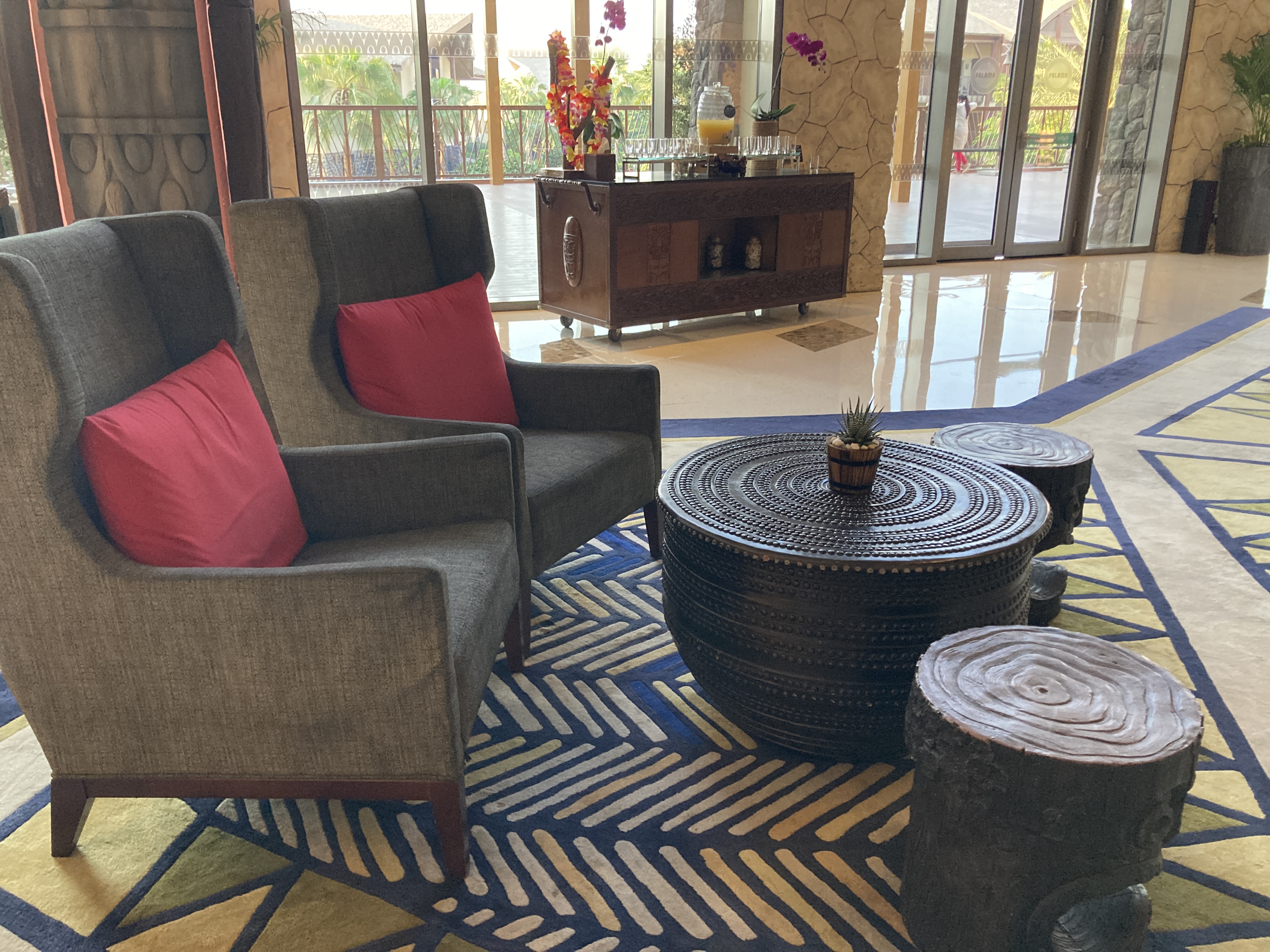 Lapita Dubai Parks and Resorts Autograph Collection lobby chairs drinks Lapita Dubai Parks and Resorts Autograph Collection lobby chairs drinks