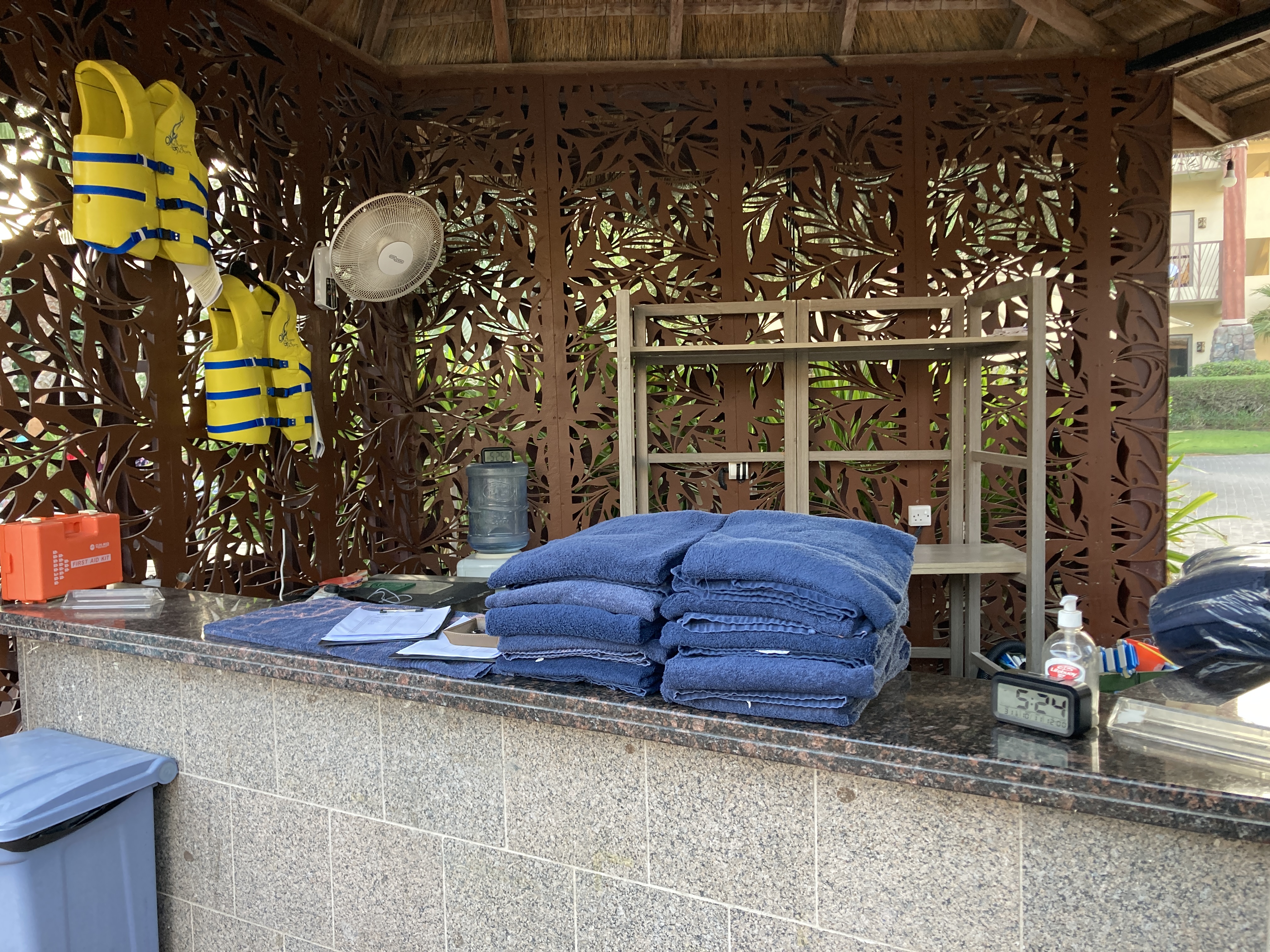 Lapita Dubai Parks and Resorts Autograph Collection main pool towel shack Lapita Dubai Parks and Resorts Autograph Collection main pool towel shack