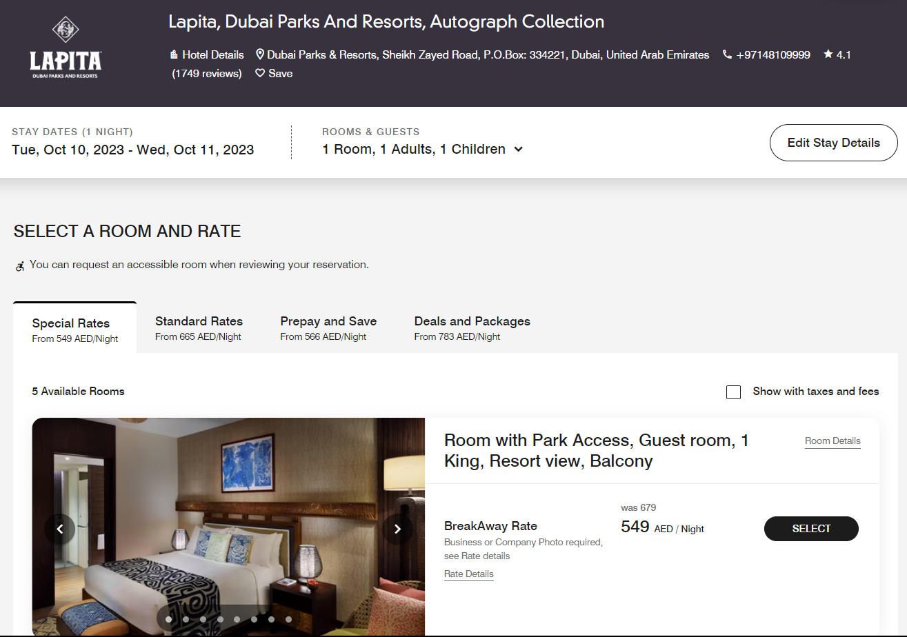 Lapita Dubai Parks and Resorts Autograph Collection room rate Lapita Dubai Parks and Resorts Autograph Collection room rate