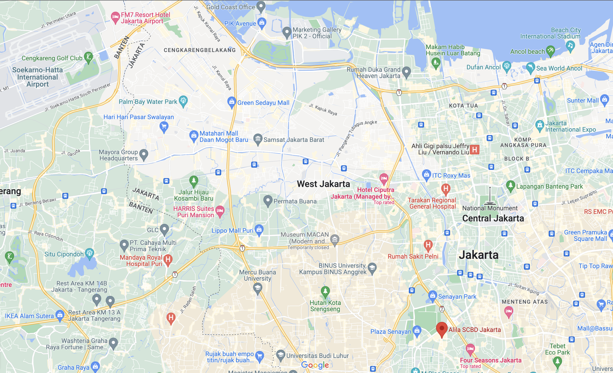 Location of Alila SCBD Jakarta within city Location of Alila SCBD Jakarta within city