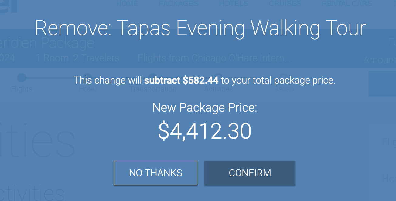 Savings from removing included activity