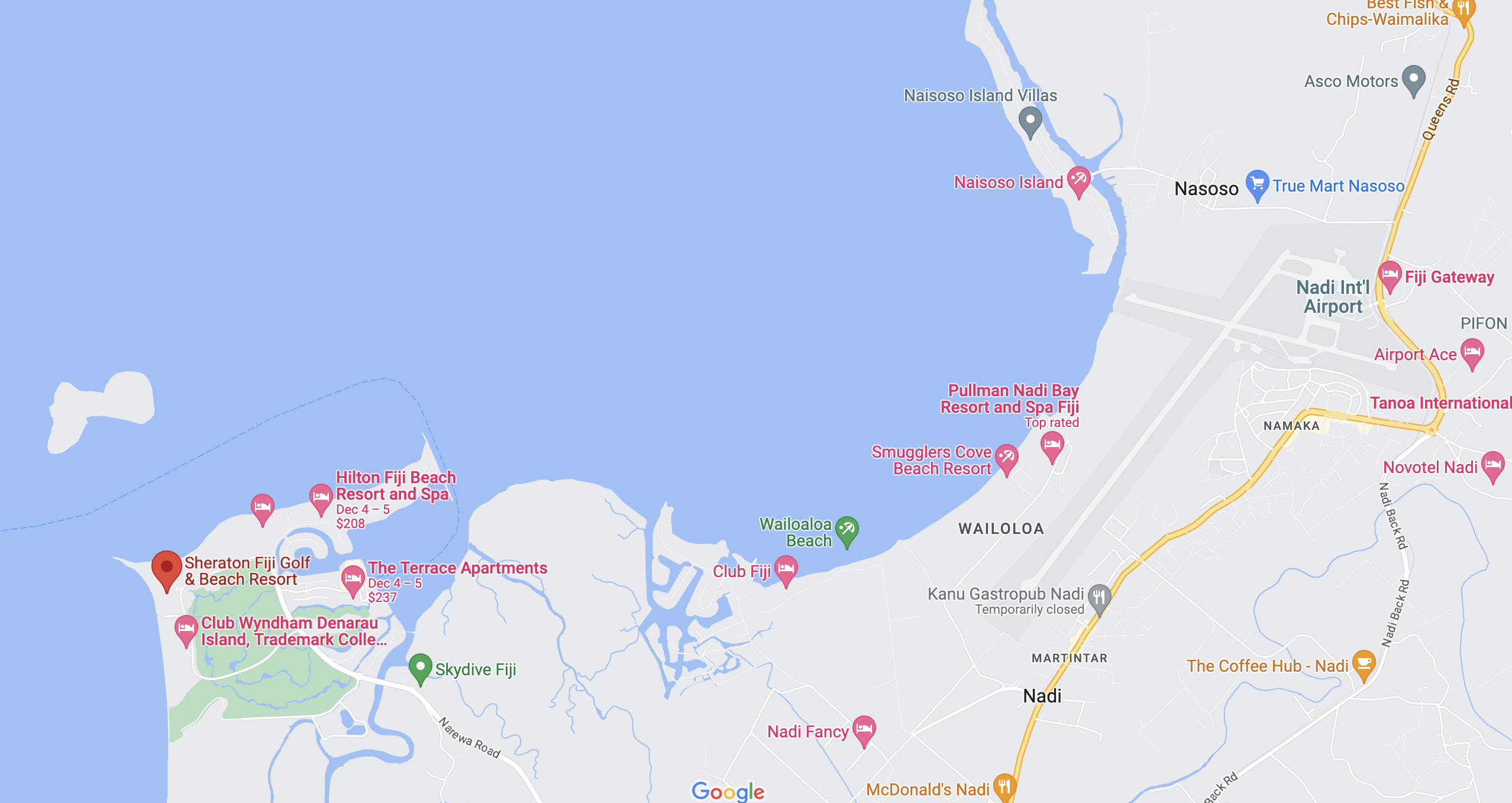 Sheraton Fiji Golf Beach resort location