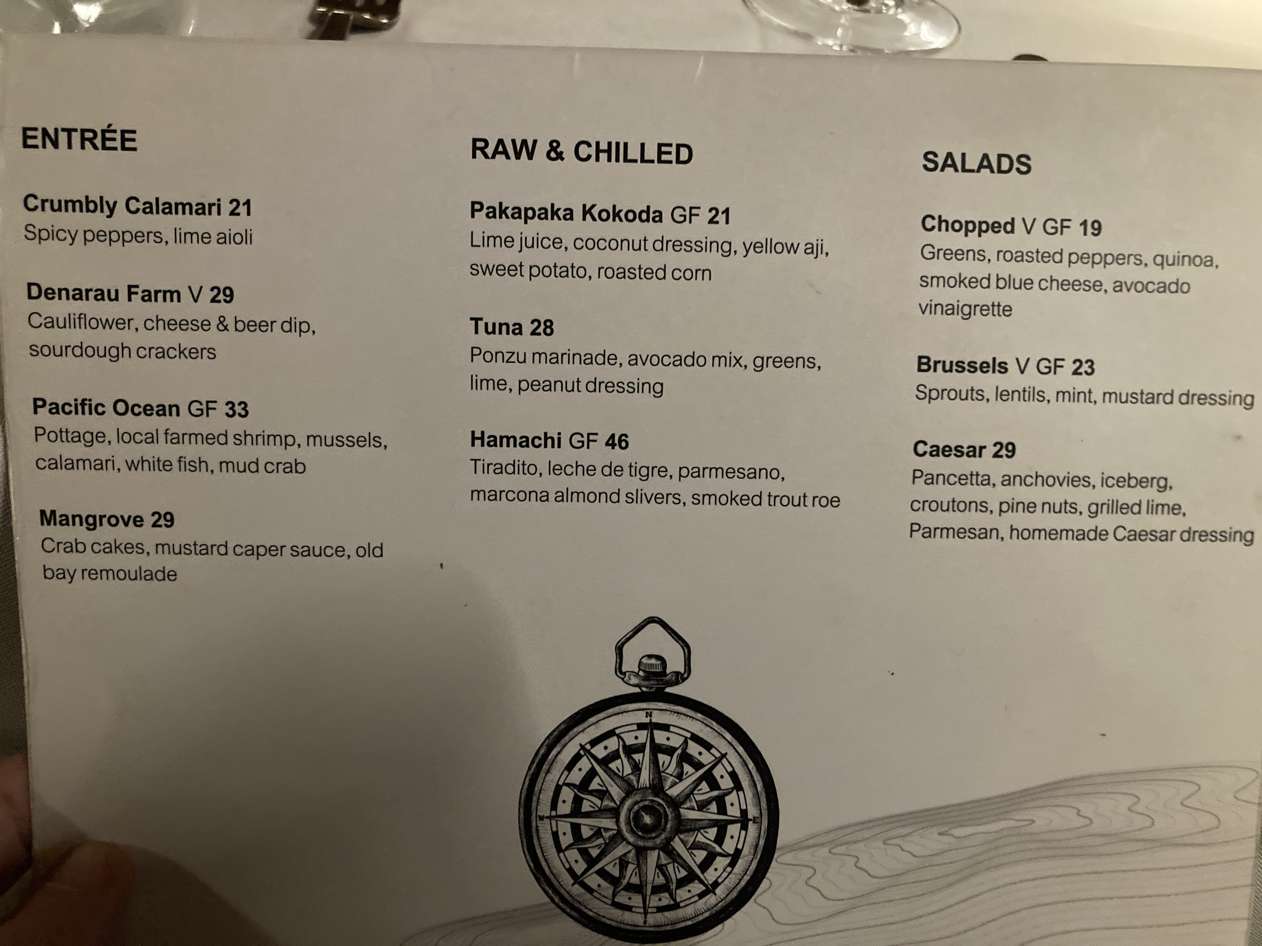 Sheraton Fiji Golf and Beach Resort Tatavu dinner menu appetizers