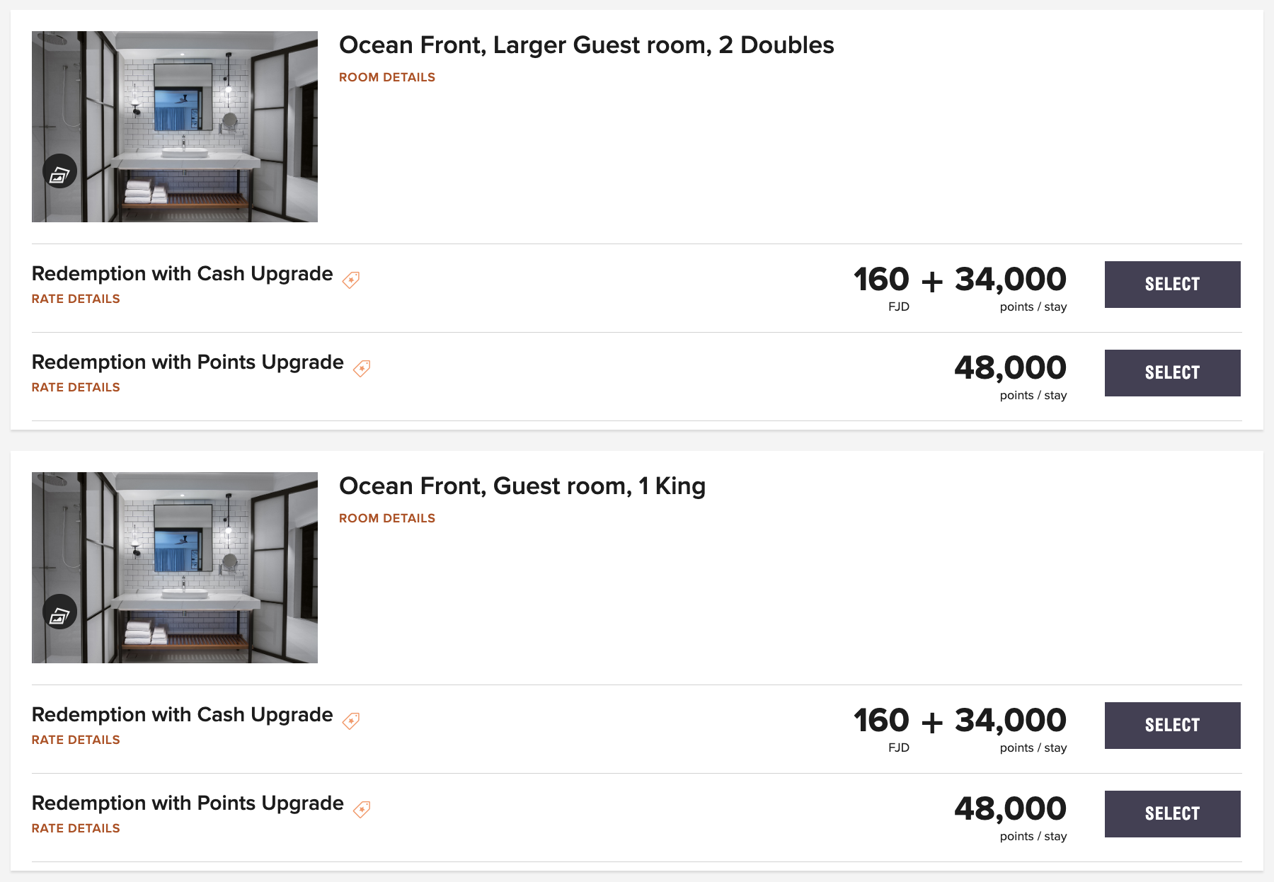 Sheraton Fiji Golf and Beach Resort ocean front room pricing
