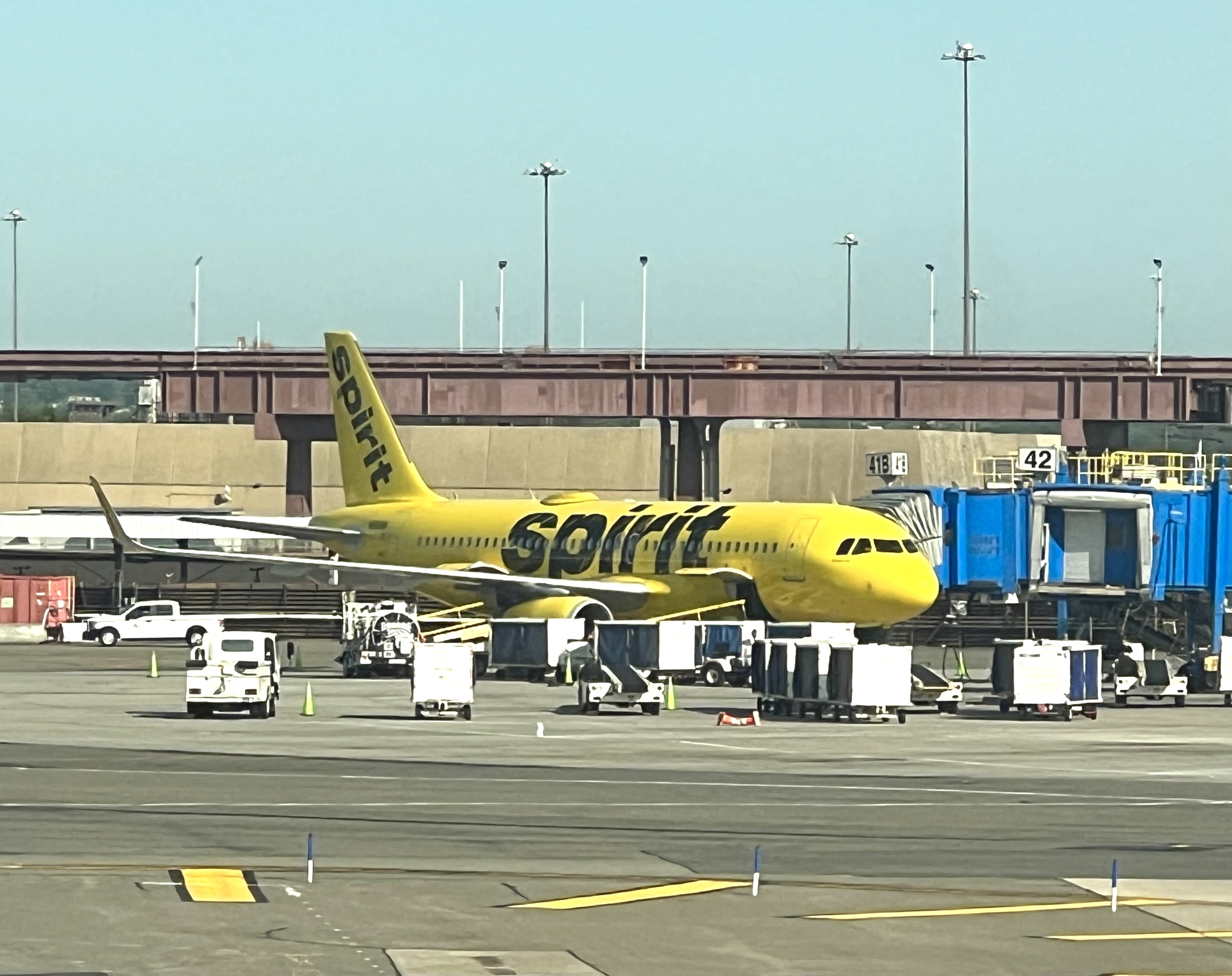 Las Vegas boarding Spirit Airlines view from the wing Spirit Airlines at Newark EWR