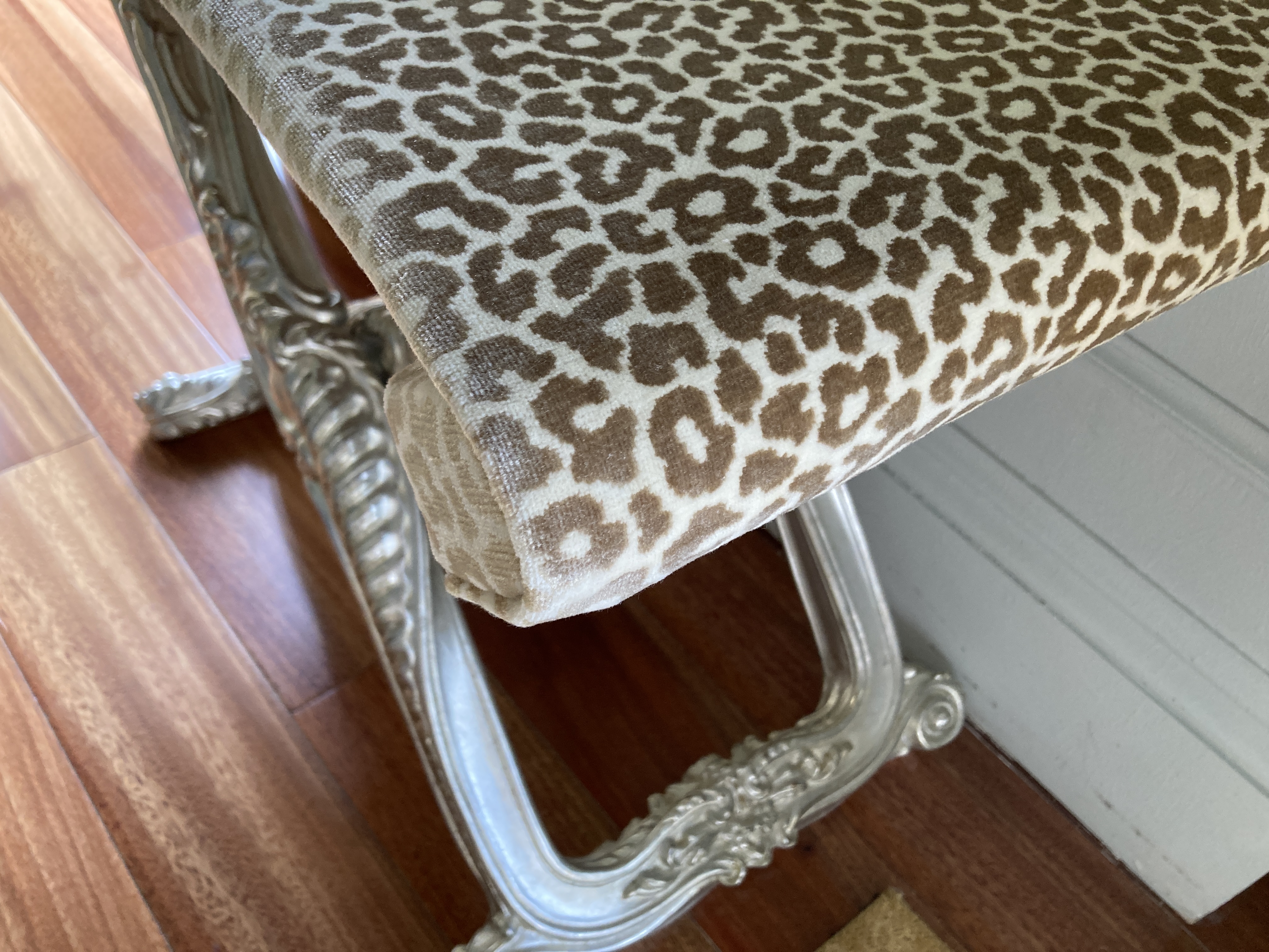 The Serangoon House Singapore Tribute Portfolio worn fabric on suitcase stand