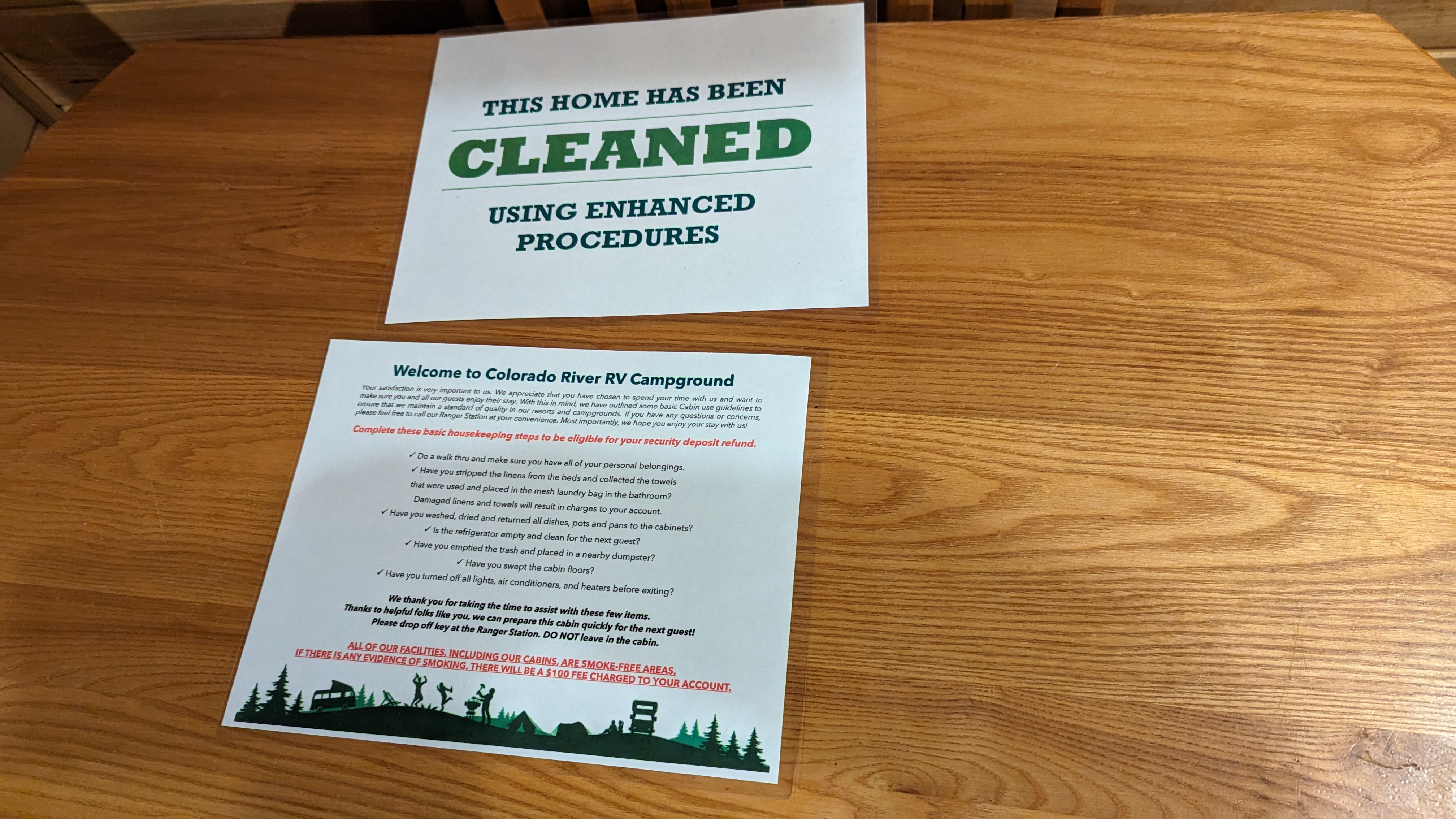 Thousand Trails Colorado River cabin cleaning and rules Thousand Trails Colorado River cabin cleaning and rules