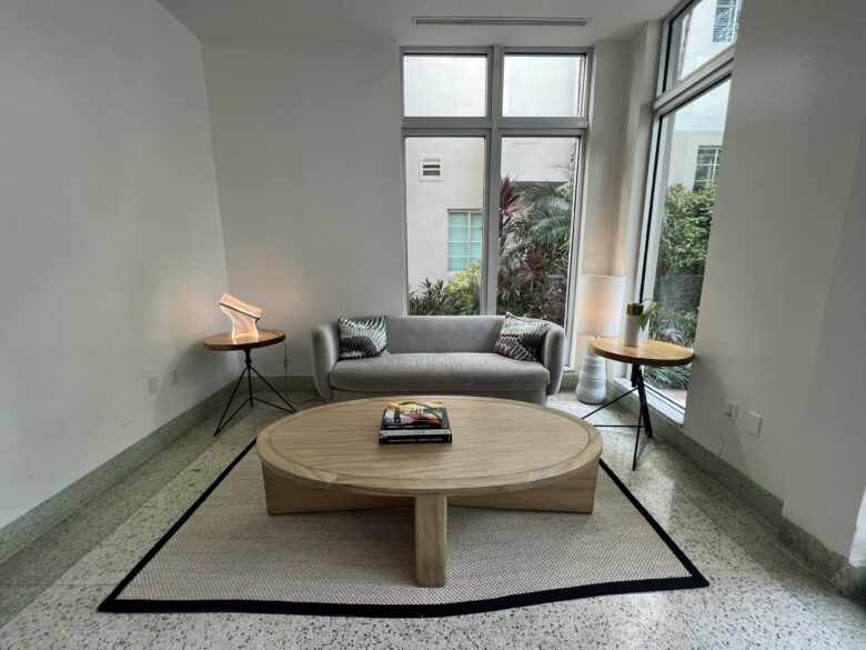 Kimpton Surfcomber Lobby Couch and Coffee Table