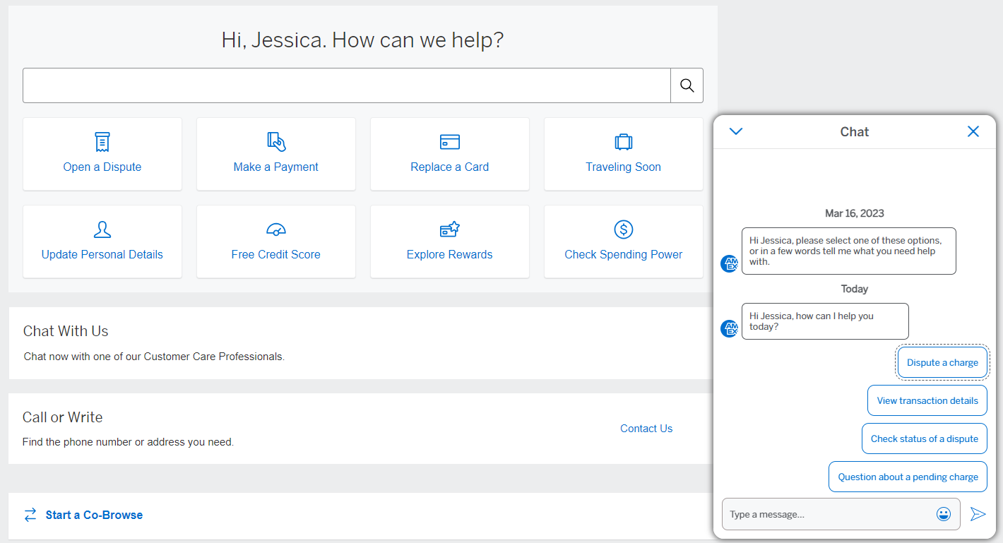 Amex Platinum card chat dispute