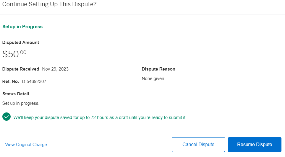 Amex Platinum card dispute pending