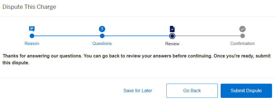 Amex Platinum card dispute ready to submit