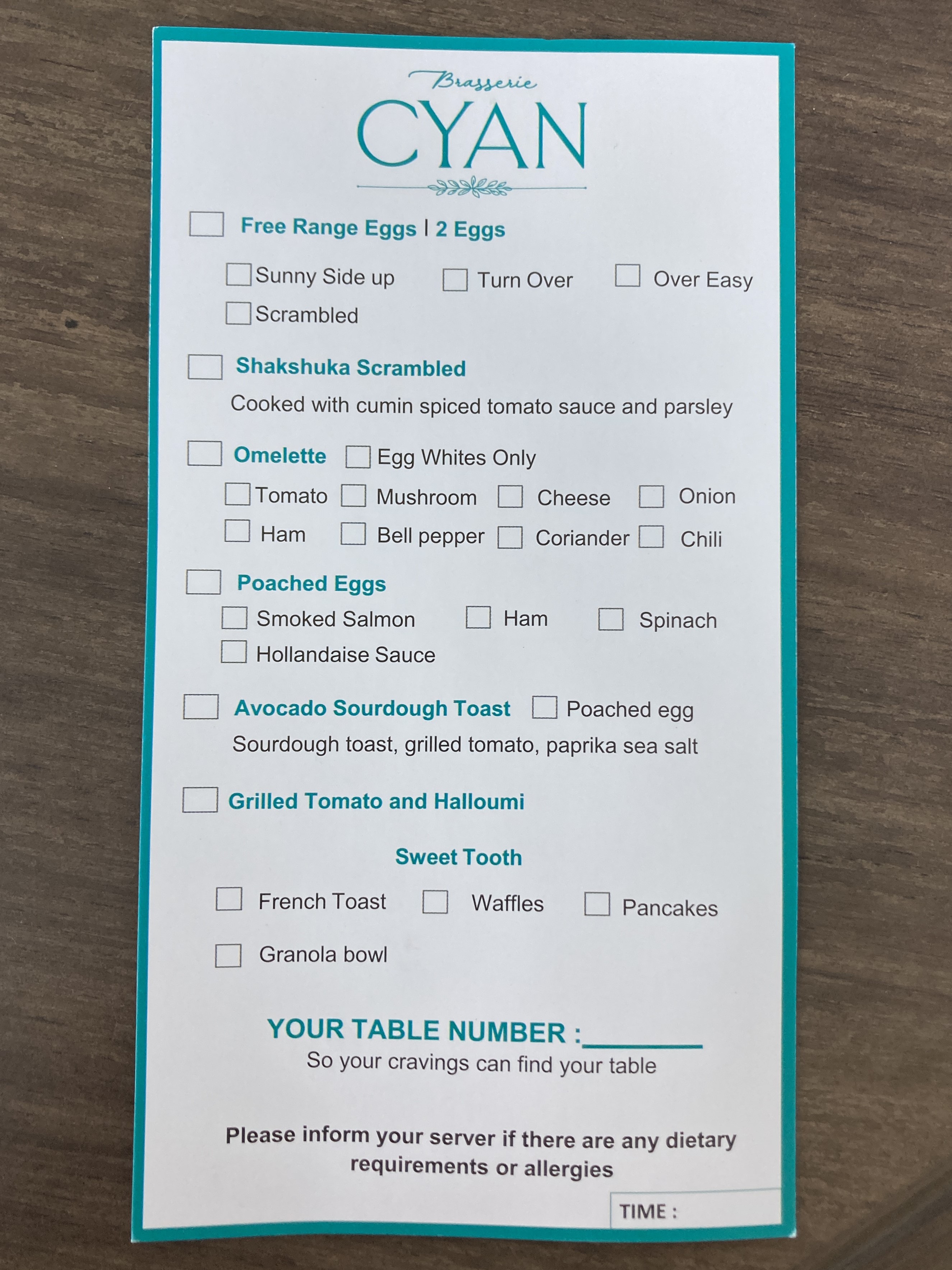 Andaz Capital Gate Abu Dhabi Cyan breakfast menu
