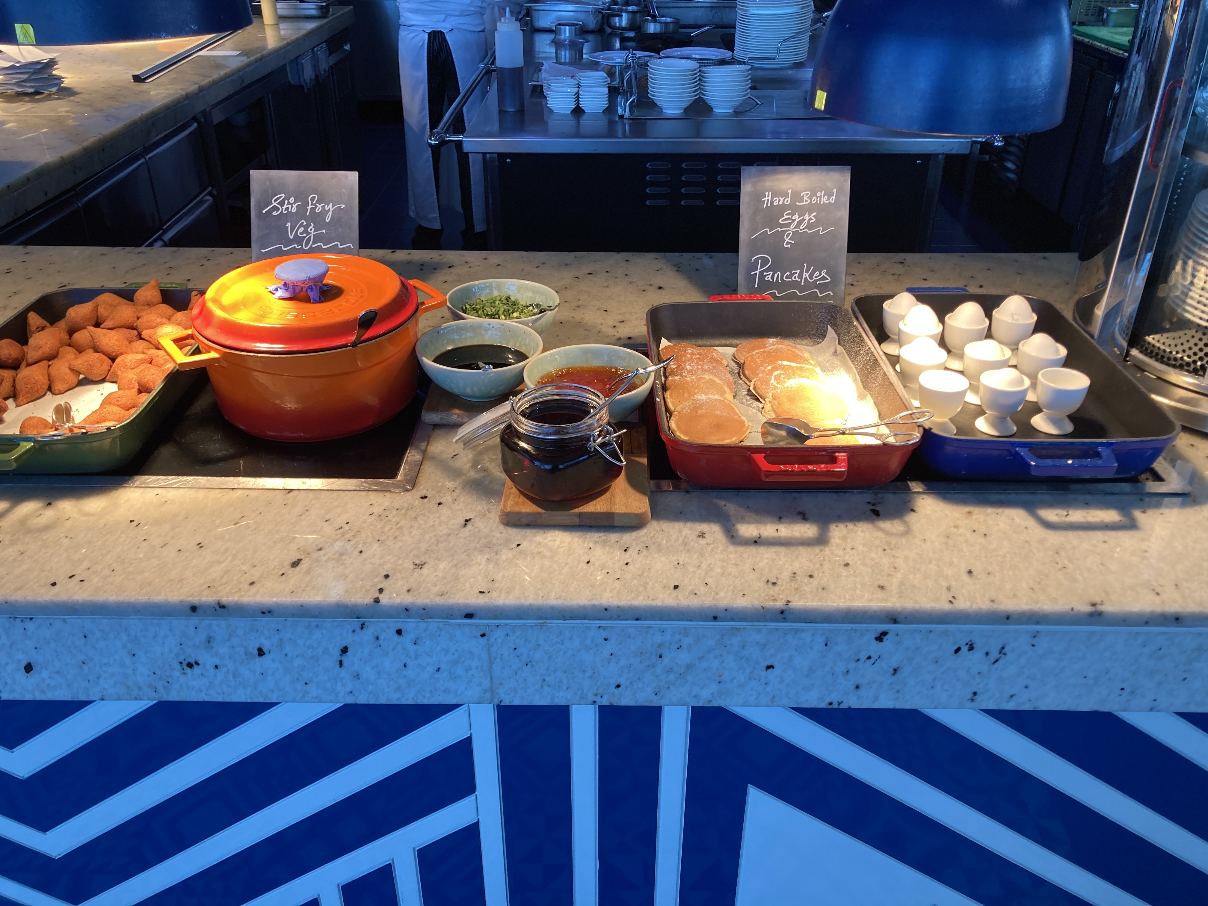 Andaz Capital Gate Abu Dhabi Cyan breakfast pancakes stir fry veg