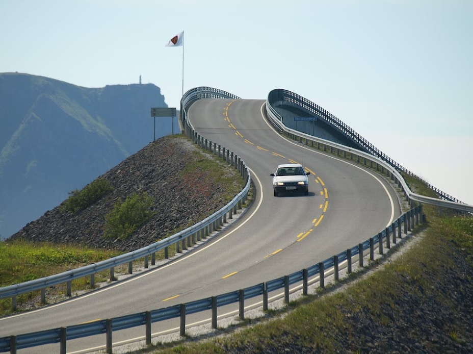 Car on curvy road