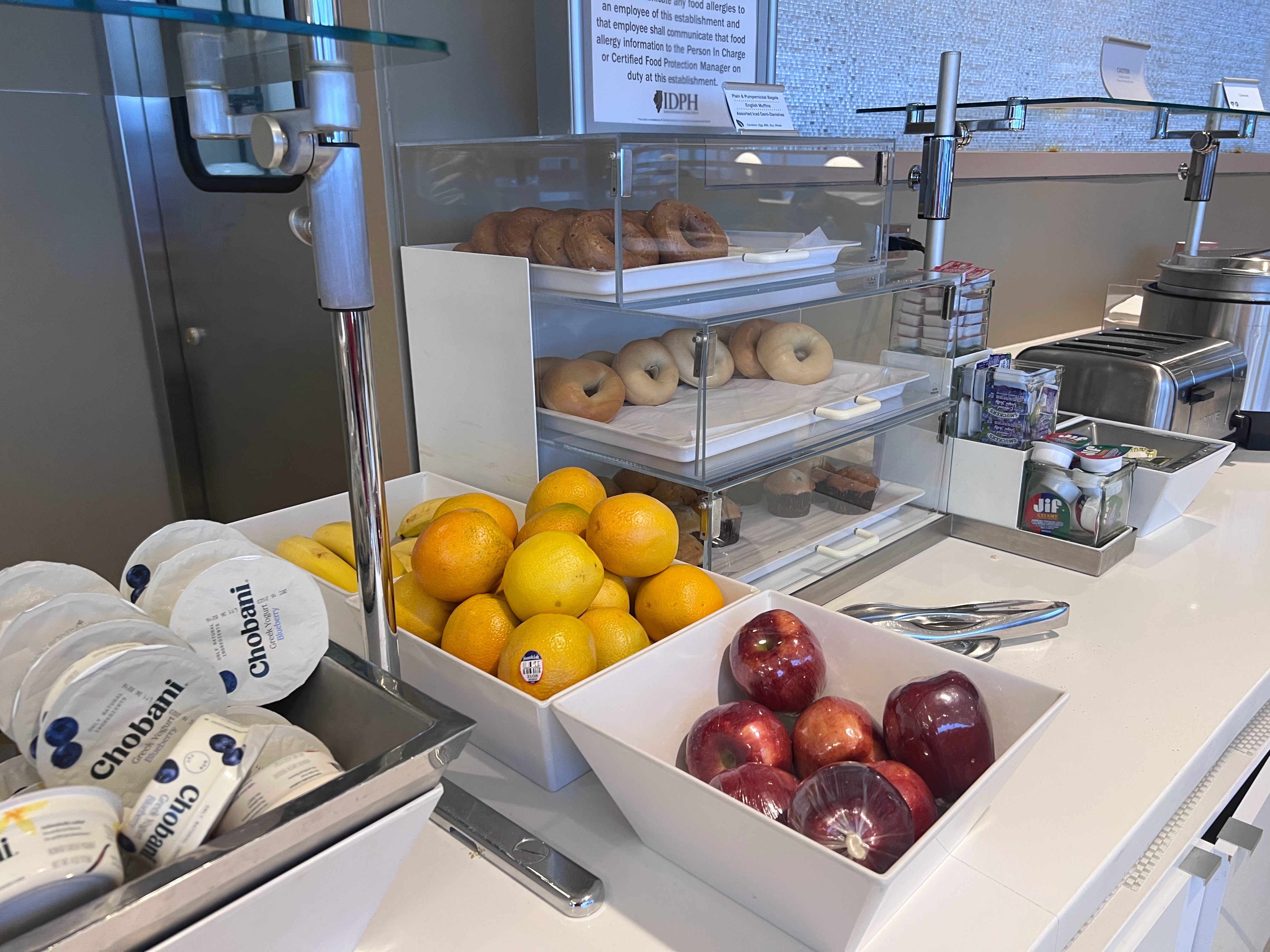 Cold items on breakfast buffet at Admirals Club ORD Concourse G Cold items on breakfast buffet at Admirals Club ORD Concourse G