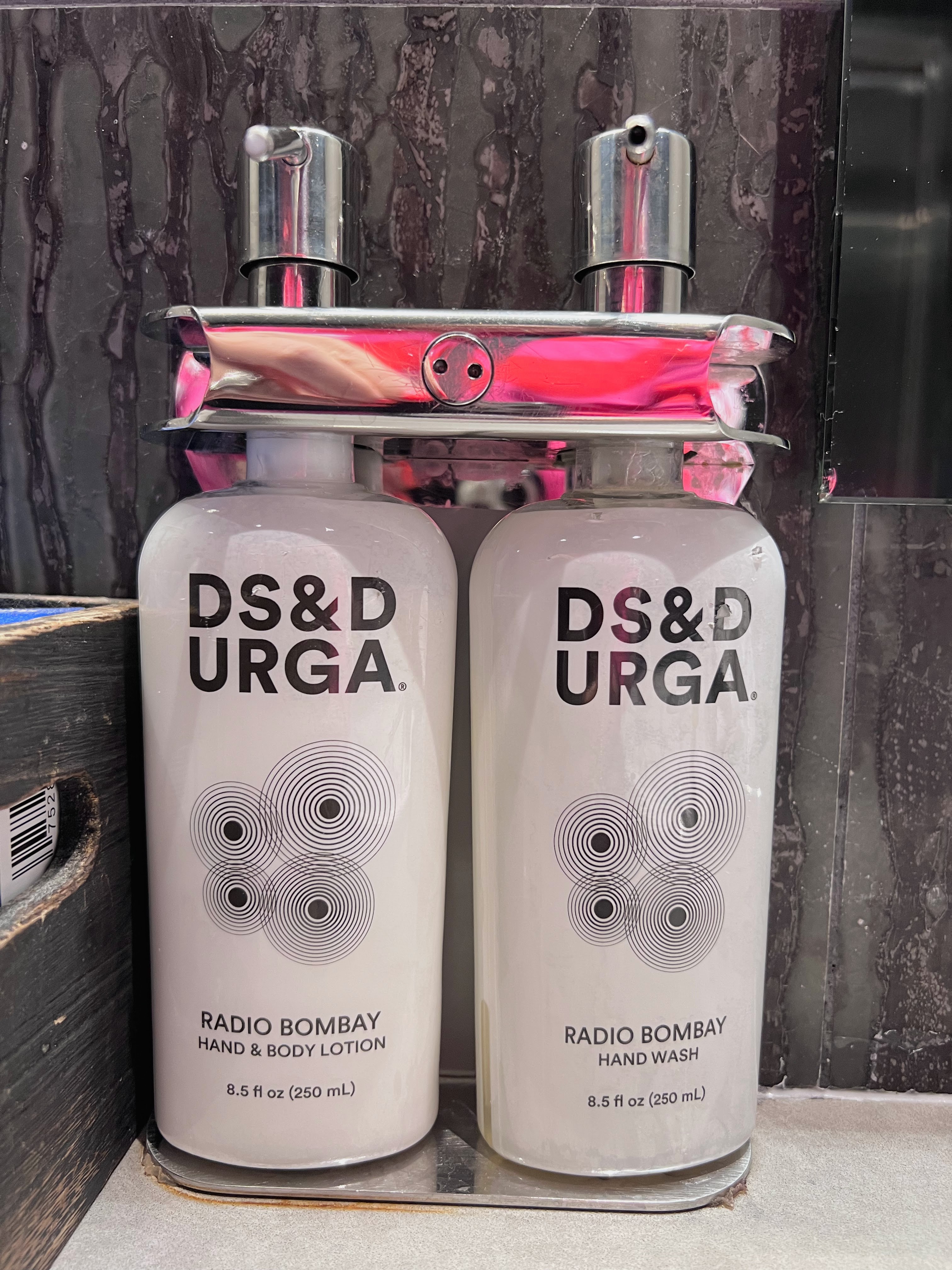 DSDURGA products in Admirals Club bathroom DSDURGA products in Admirals Club bathroom