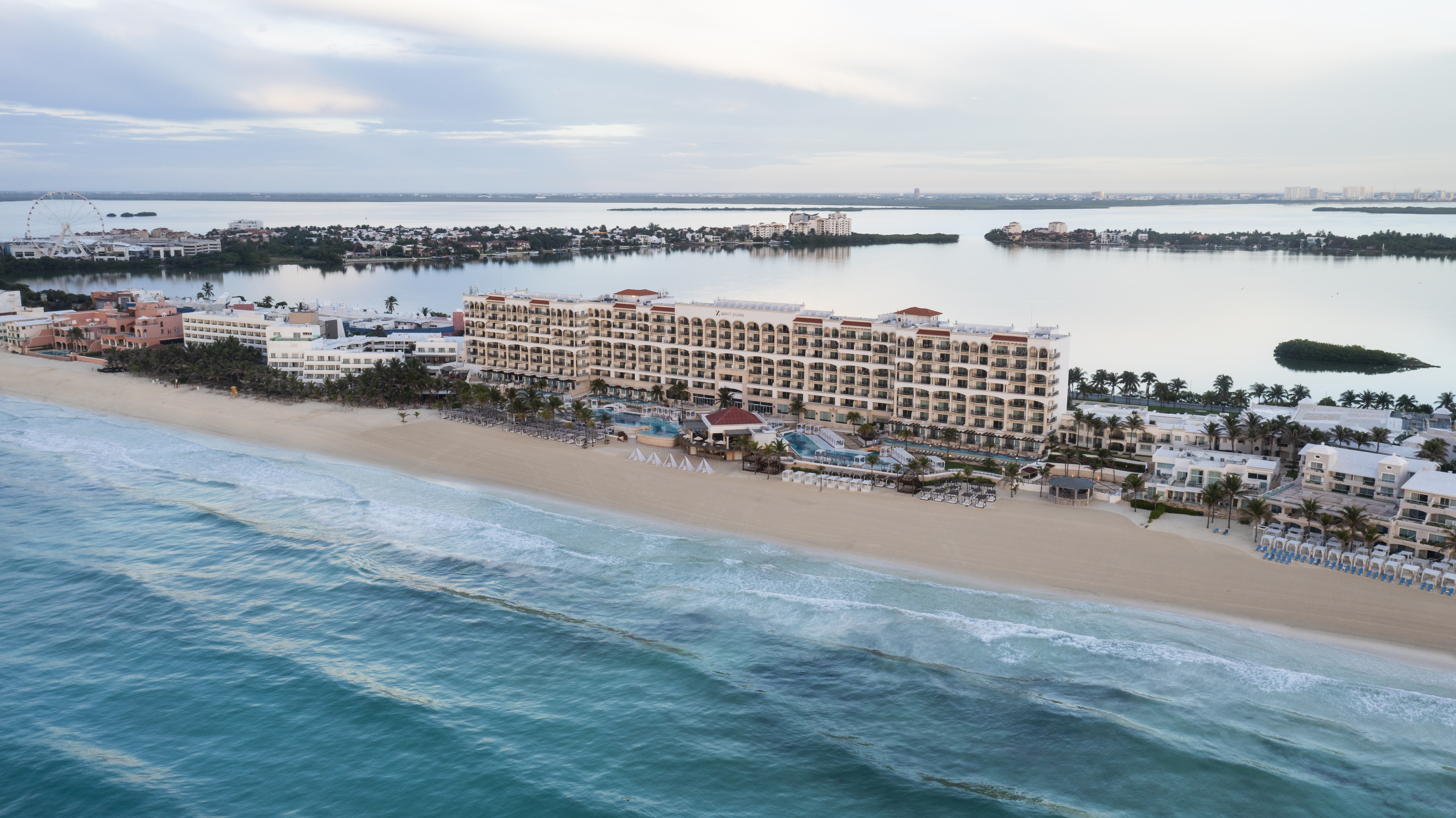Hyatt Zilara Cancun exterior The exterior of Hyatt Zilara Cancun from the beach.