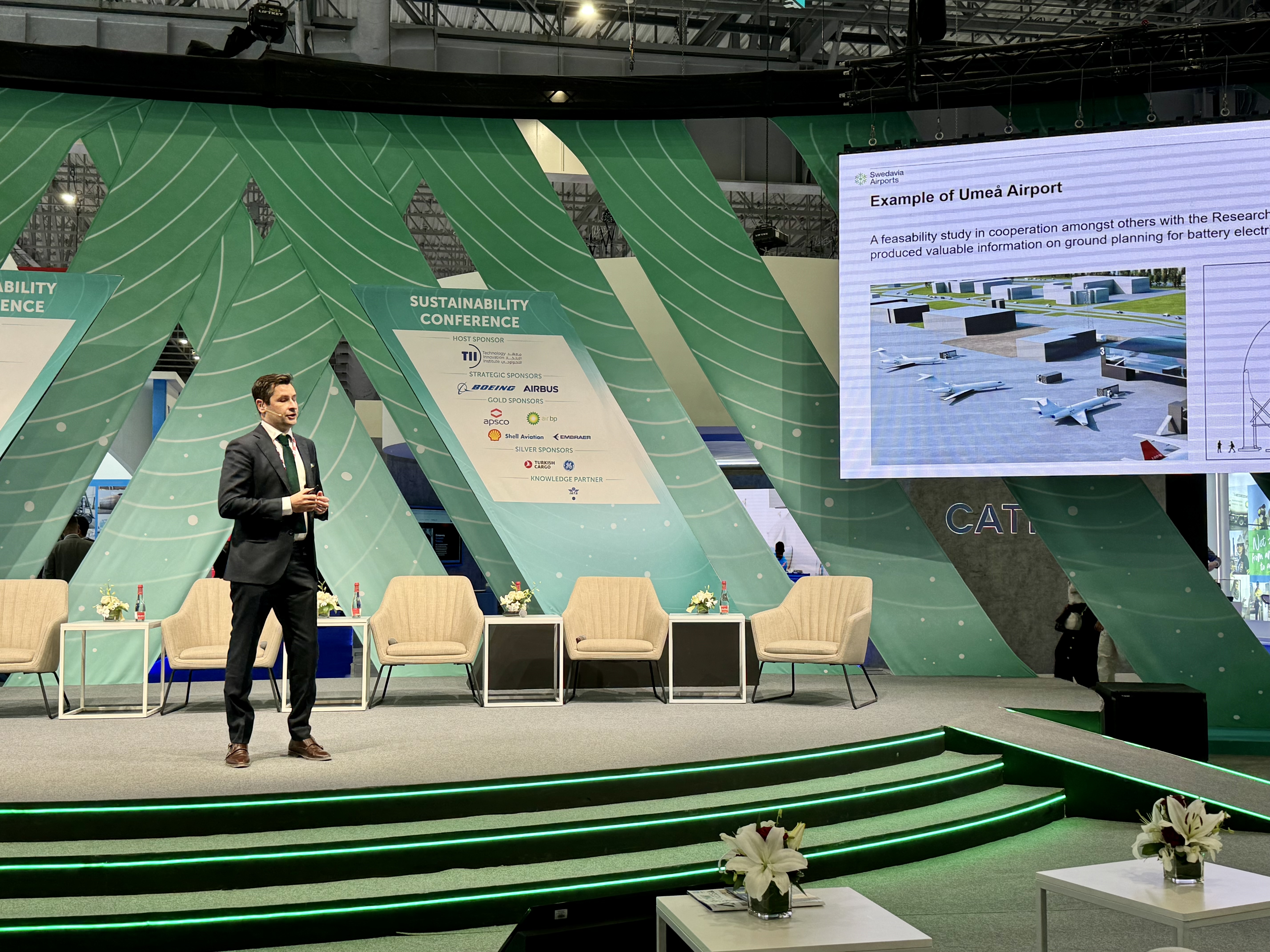 John Nilsson talking at the Dubai Airshow John Nilsson talking at the Dubai Airshow