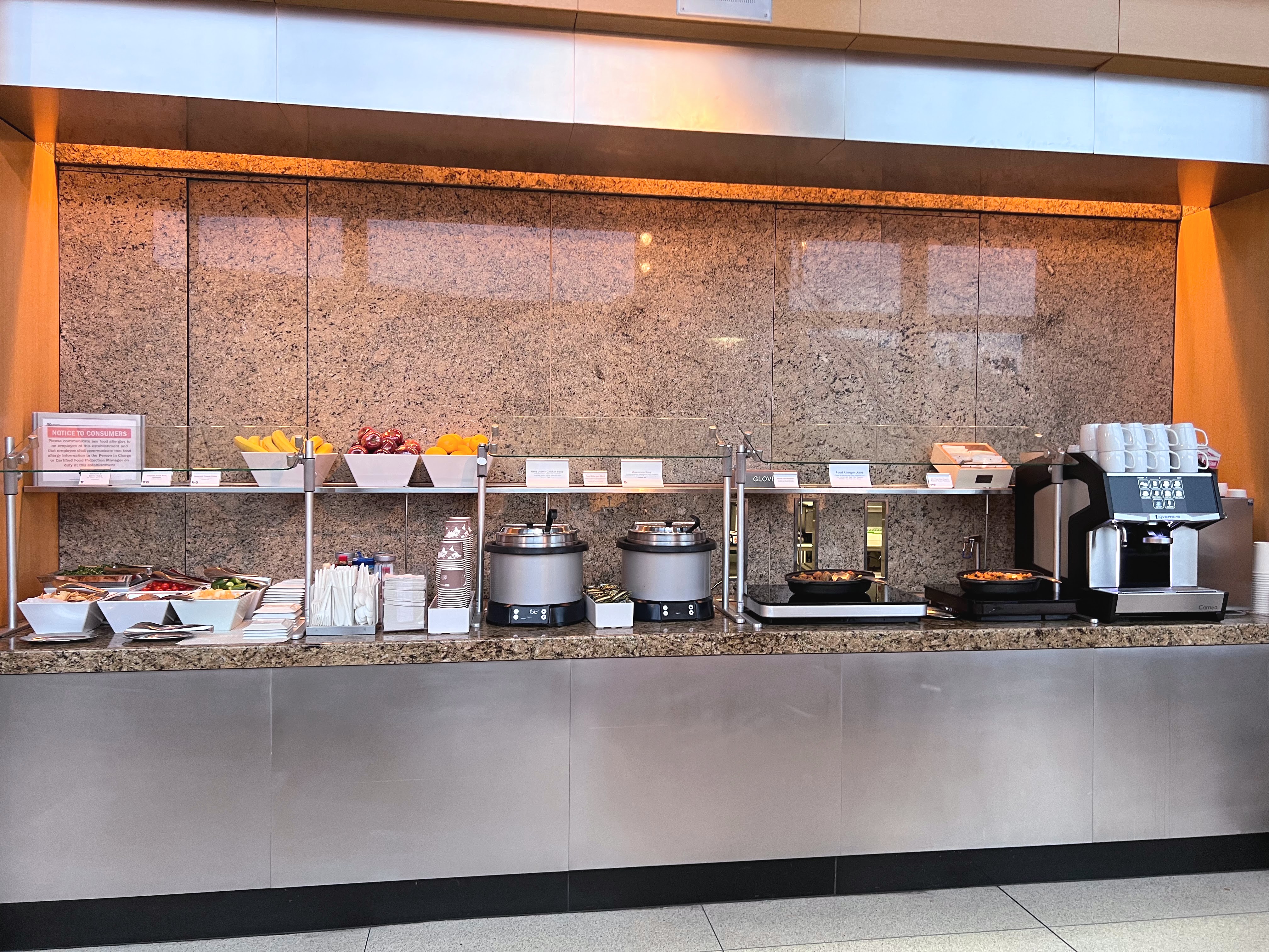 Chicago OHare Admirals Club Concourse L food options Lunch buffet at Chicago OHare Admirals Club Concourse L