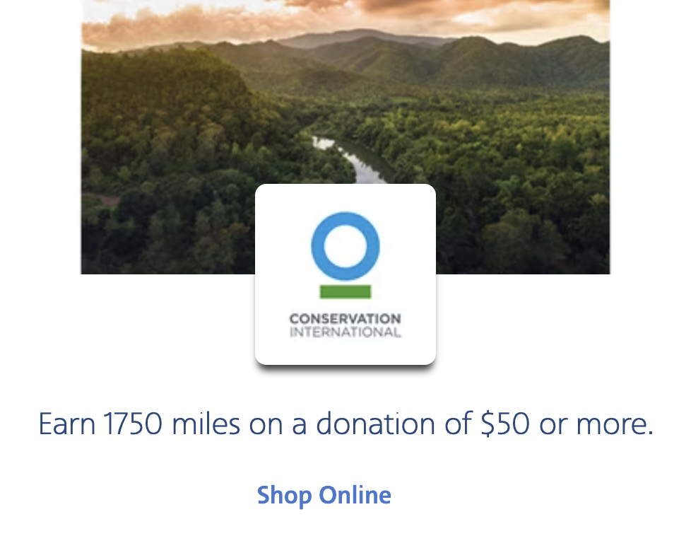 SimplyMiles Conservation International Offer SImply Miles Conservation International donation