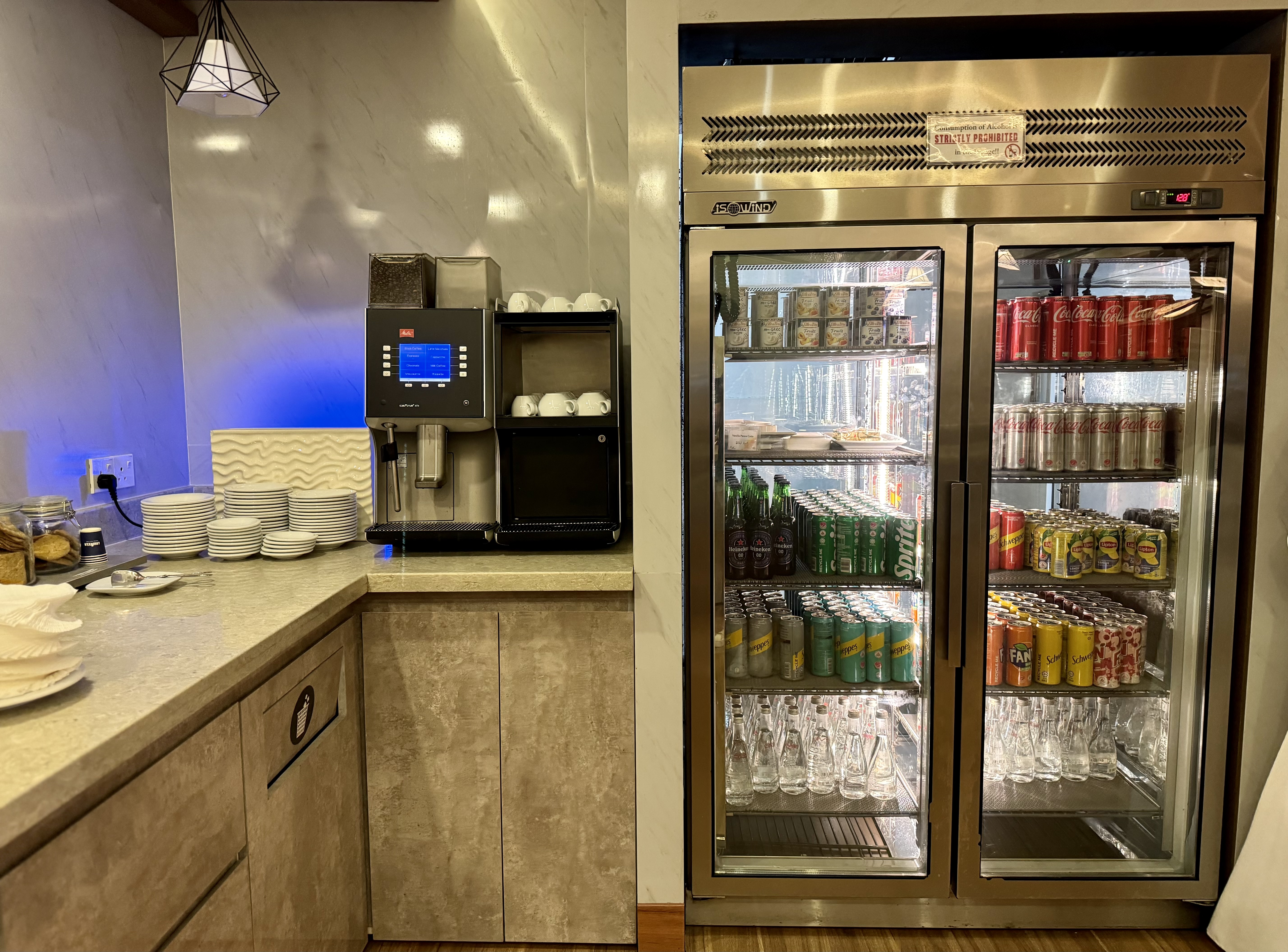 Sri Lankan A330 business class MLE lounge soft drinks