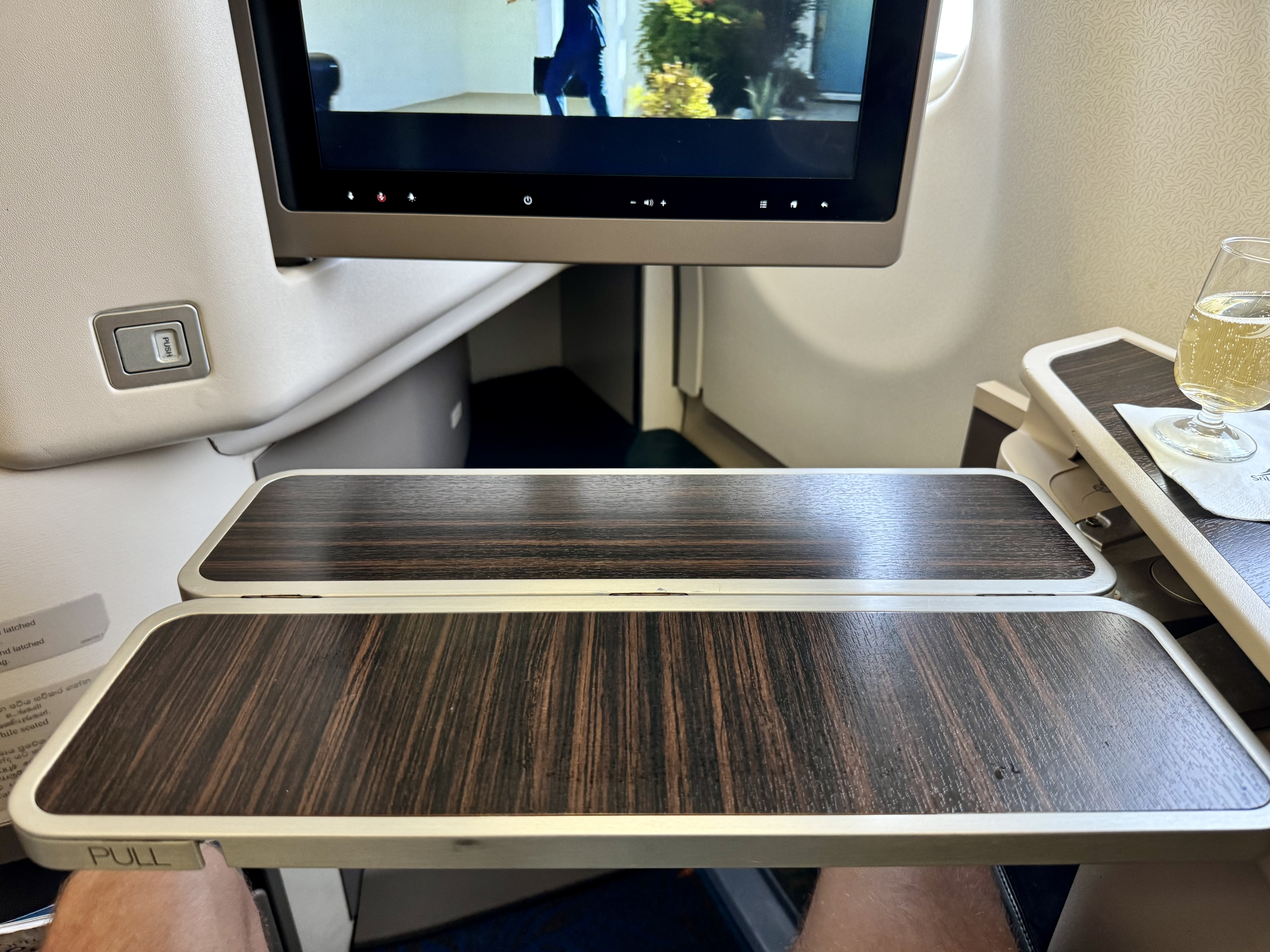 Sri Lankan A330 business class seat tray table