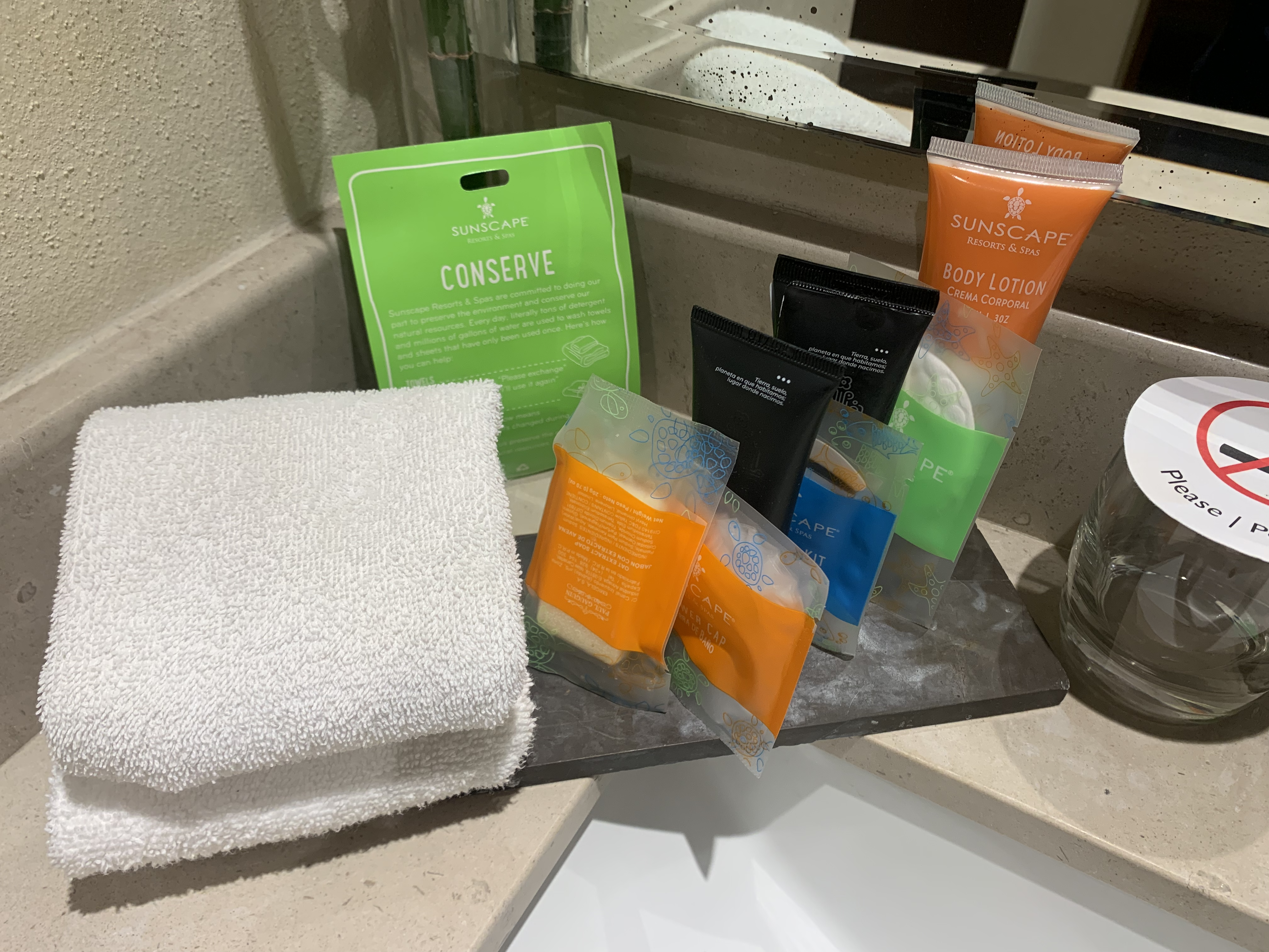 Sunscape Puerto Vallarta Resort Spa romantic suite bathroom toiletries by sink Sunscape Puerto Vallarta Resort Spa romantic suite bathroom toiletries by sink