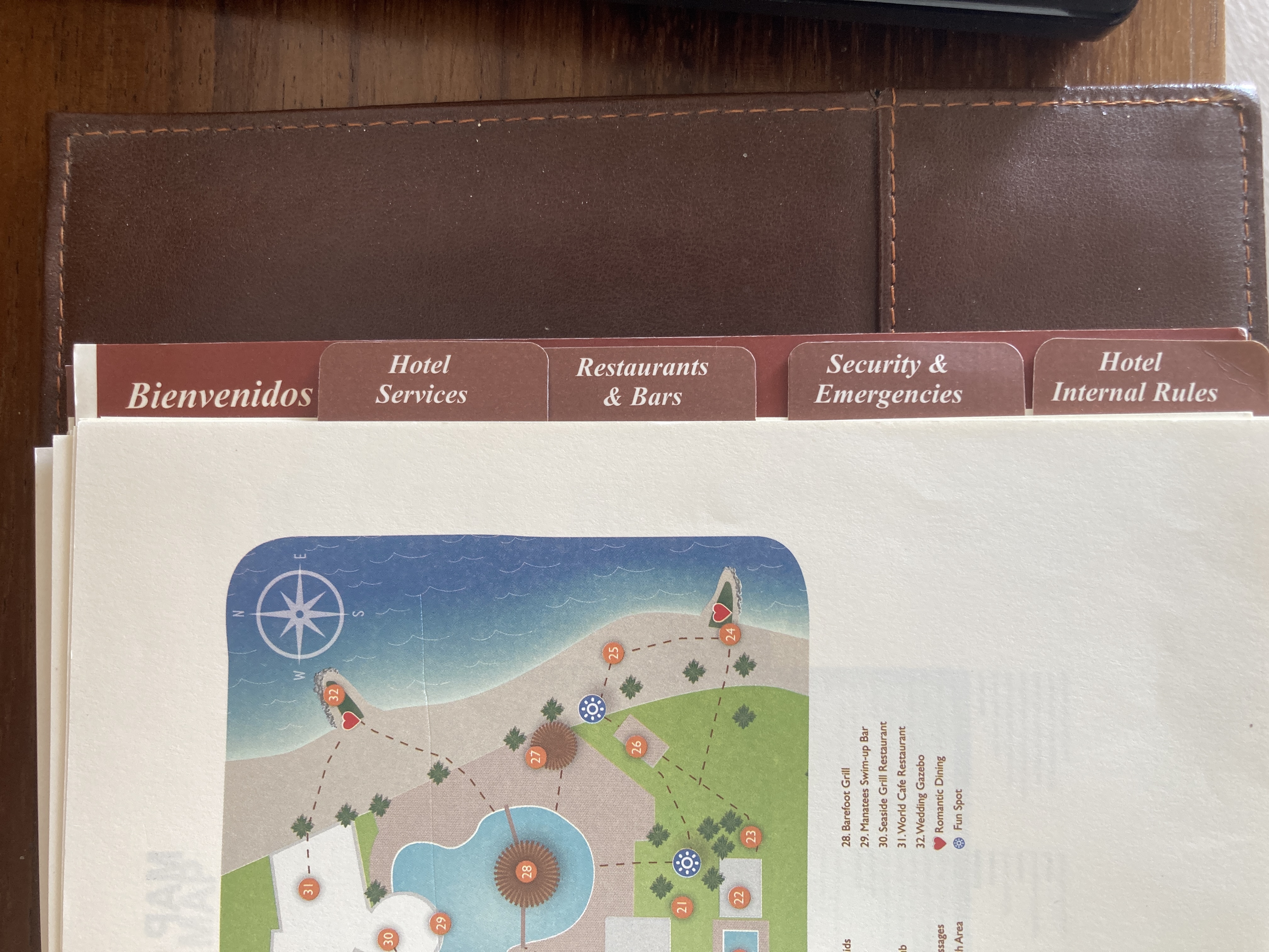 Sunscape Puerto Vallarta Resort Spa tabs on guide book in room Sunscape Puerto Vallarta Resort Spa tabs on guide book in room