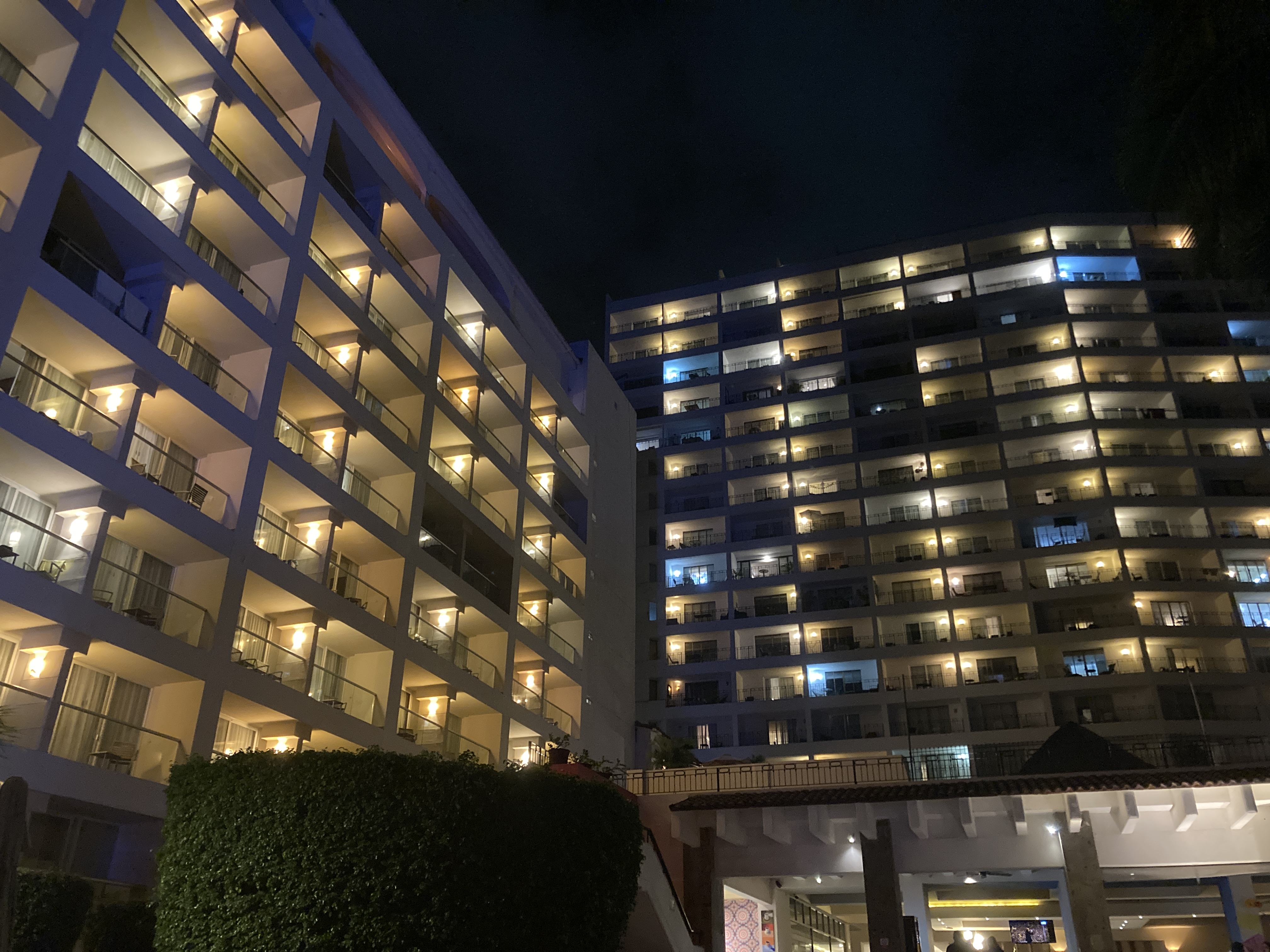 Sunscape Puerto Vallarta Resort Spa view of towers at night Sunscape Puerto Vallarta Resort Spa view of towers at night