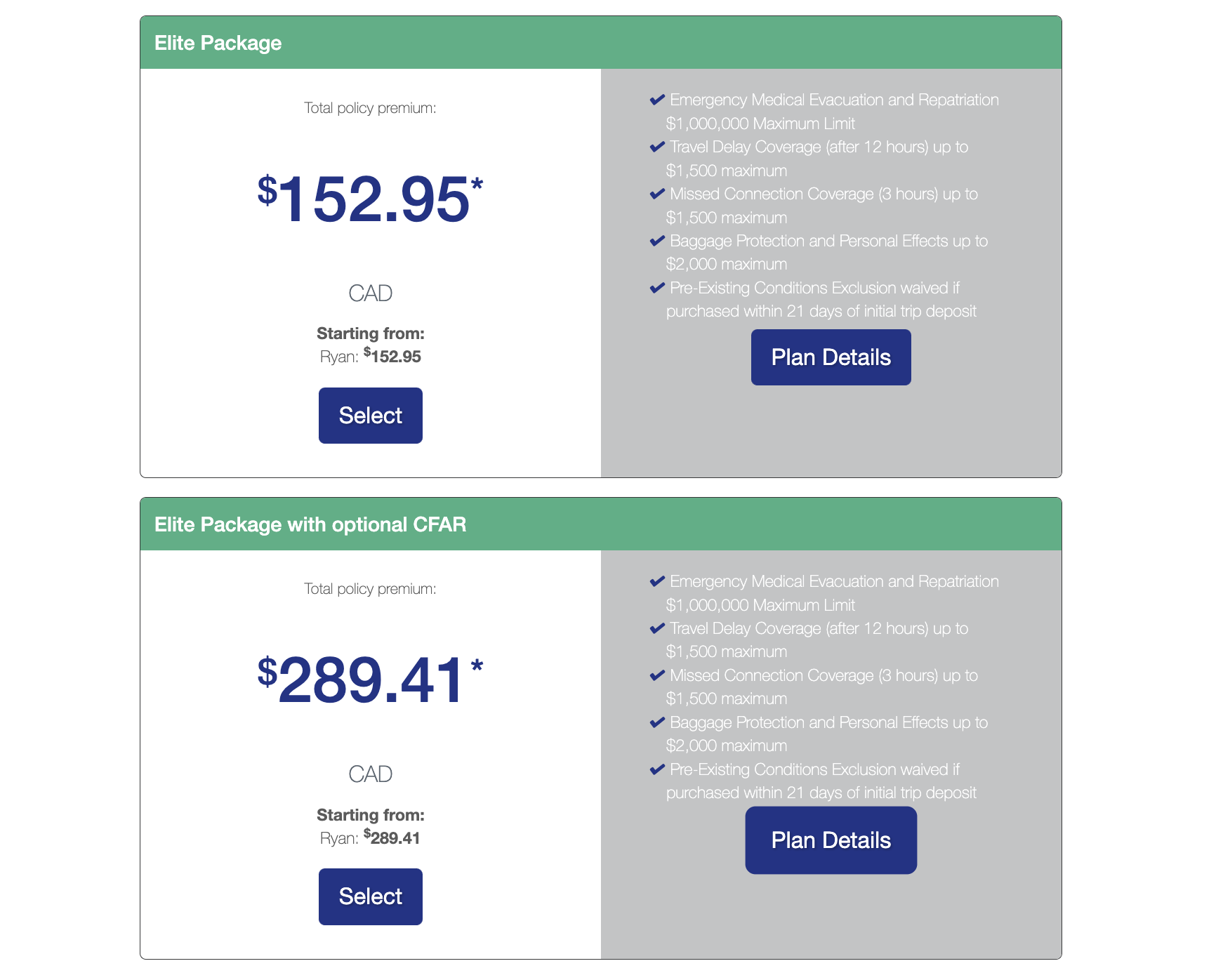 TravelSafe Canadian policies comparison prices