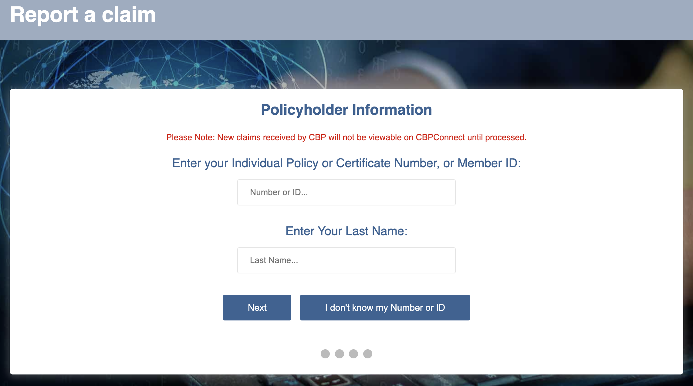 TravelSafe submit a claim page