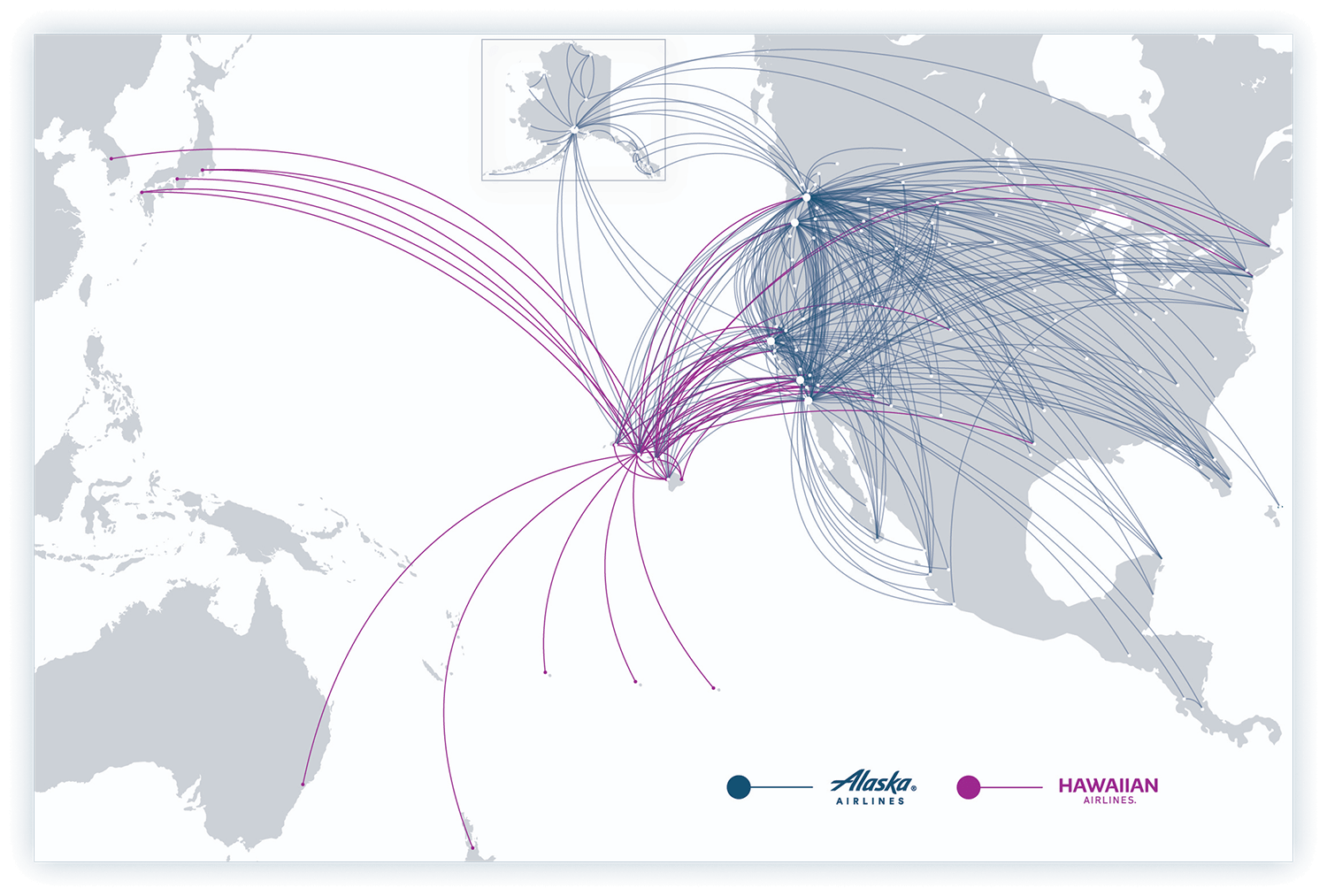 Alaska Hawaiian Combined Route Map