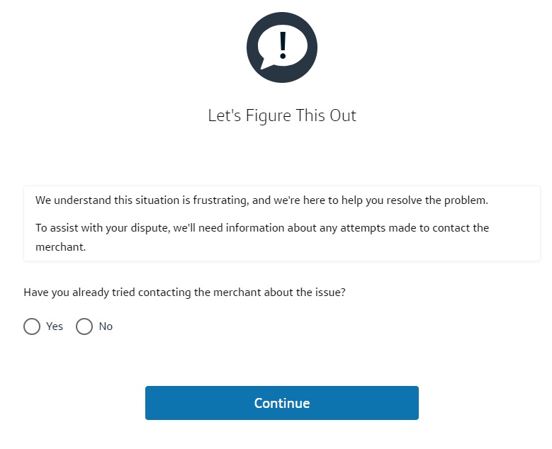 Capital One dispute process contact the merchant
