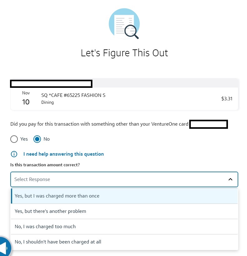 Capital One dispute process payment method