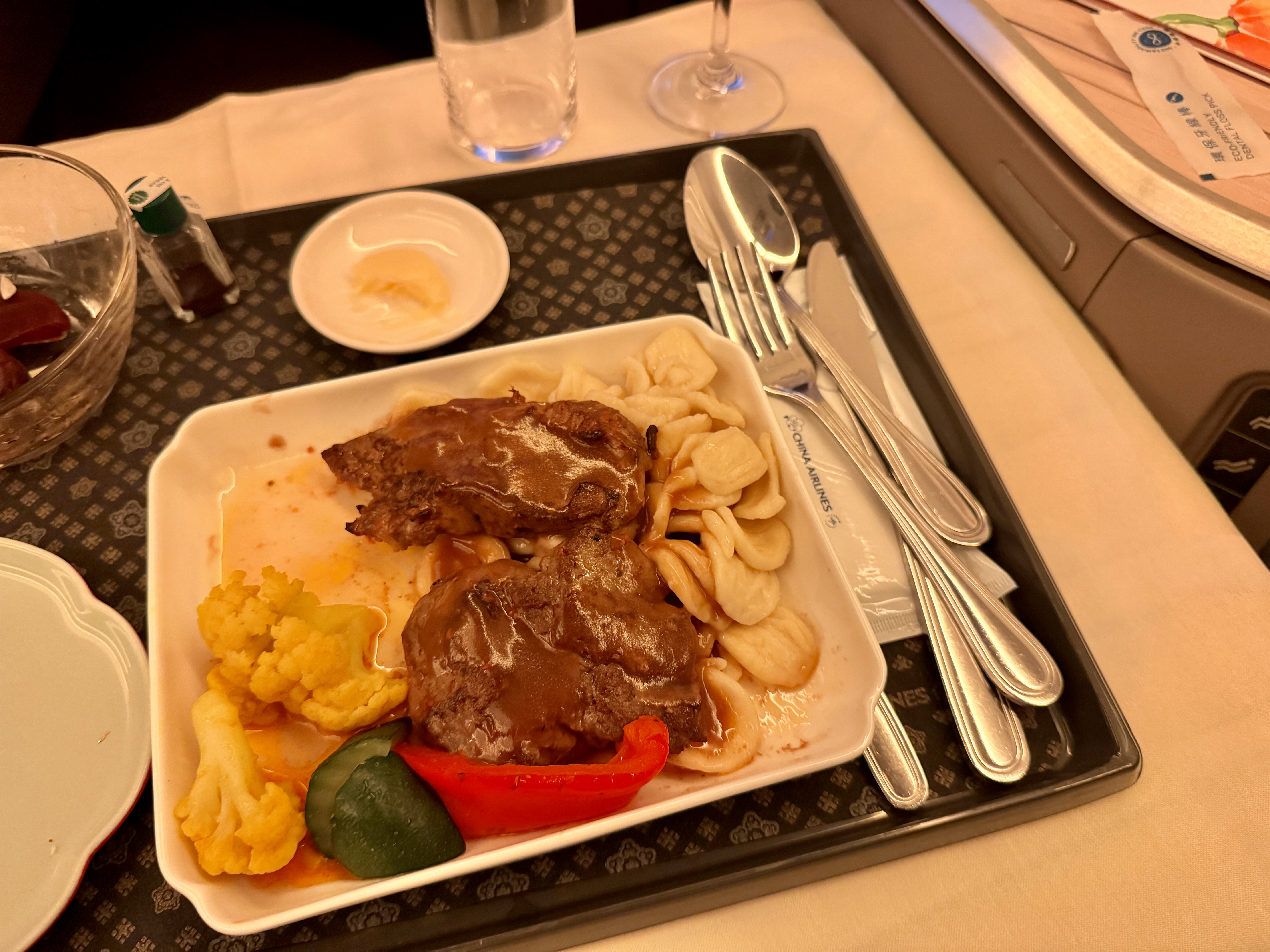 China Airlines A350 Business Class Pork Chop Entree China Airlines A350 Business Class Pork Chop Entree