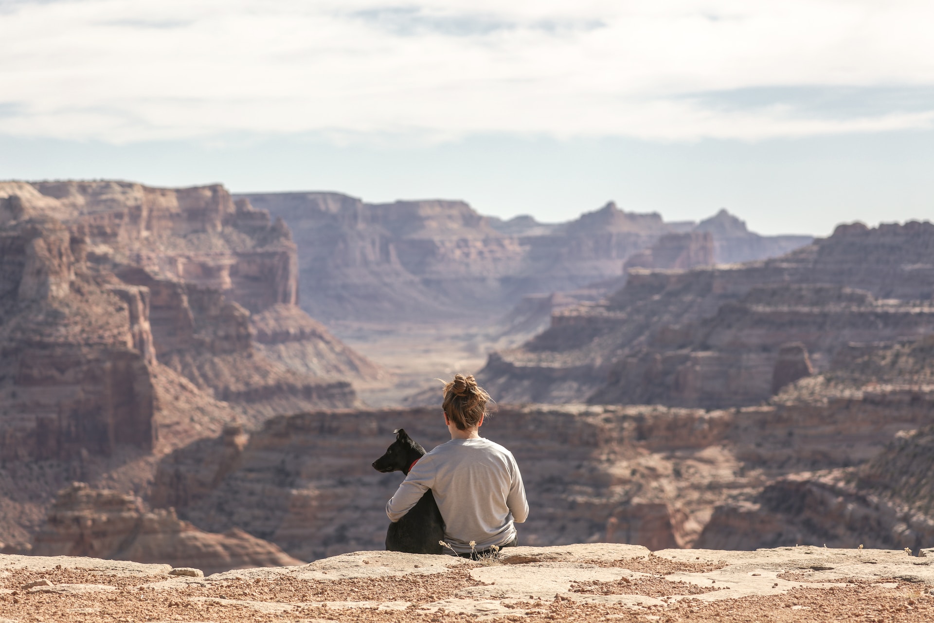 Girl and dog in Grand Canyon Girl and dog in Grand Canyon