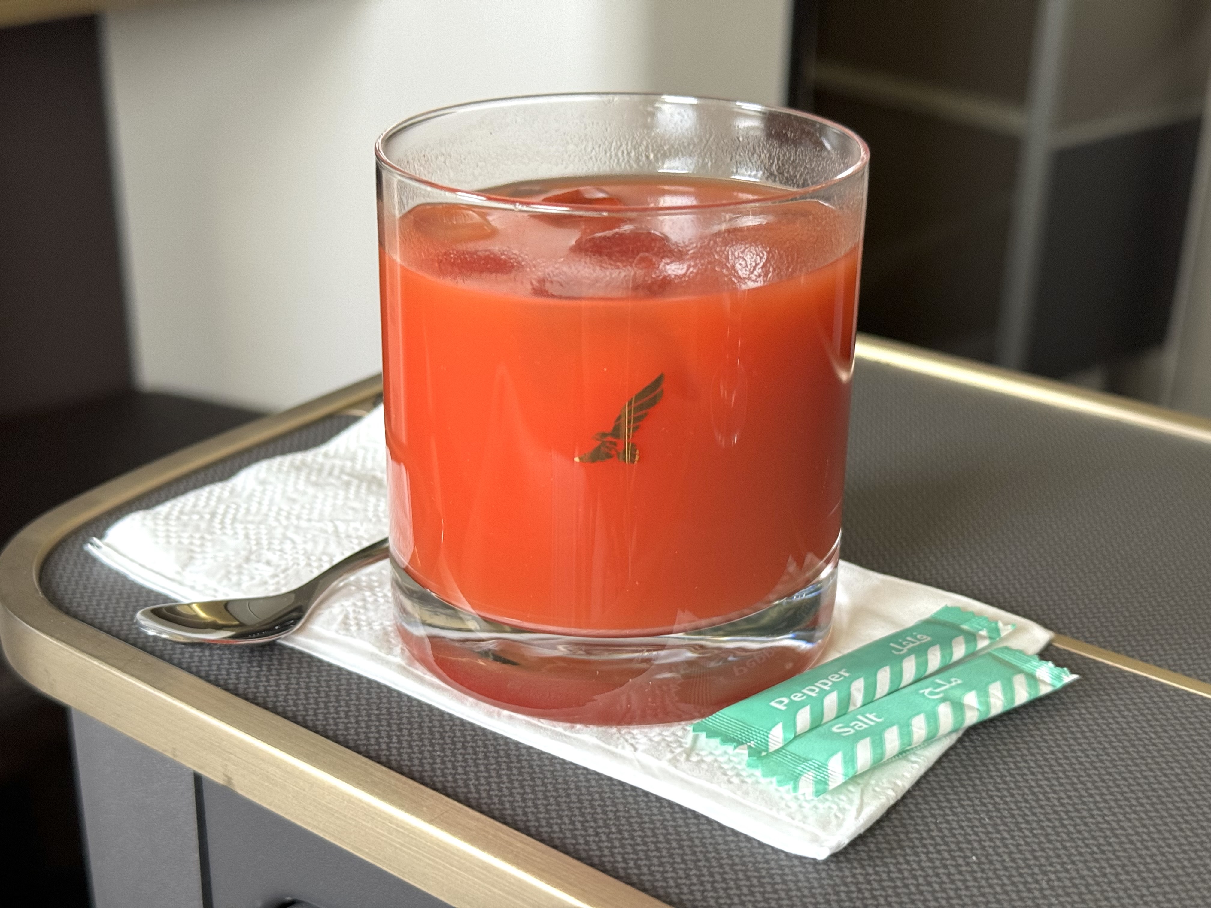 Gulf Air A321neo business class FnB bloody mary