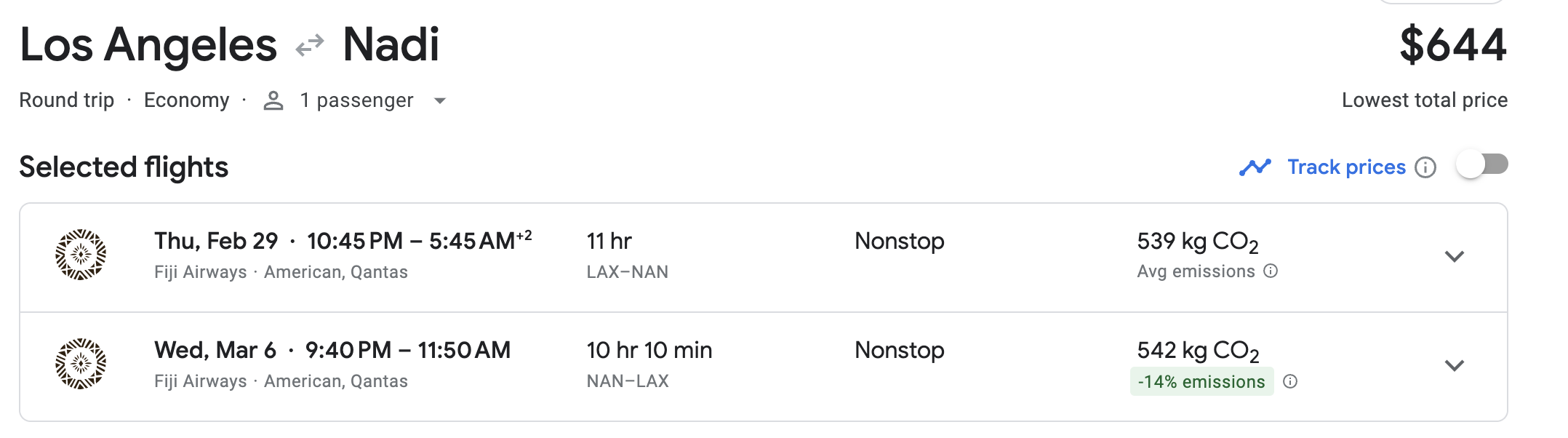 LAX NAN on Fiji Airways LAX NAN on Fiji Airways