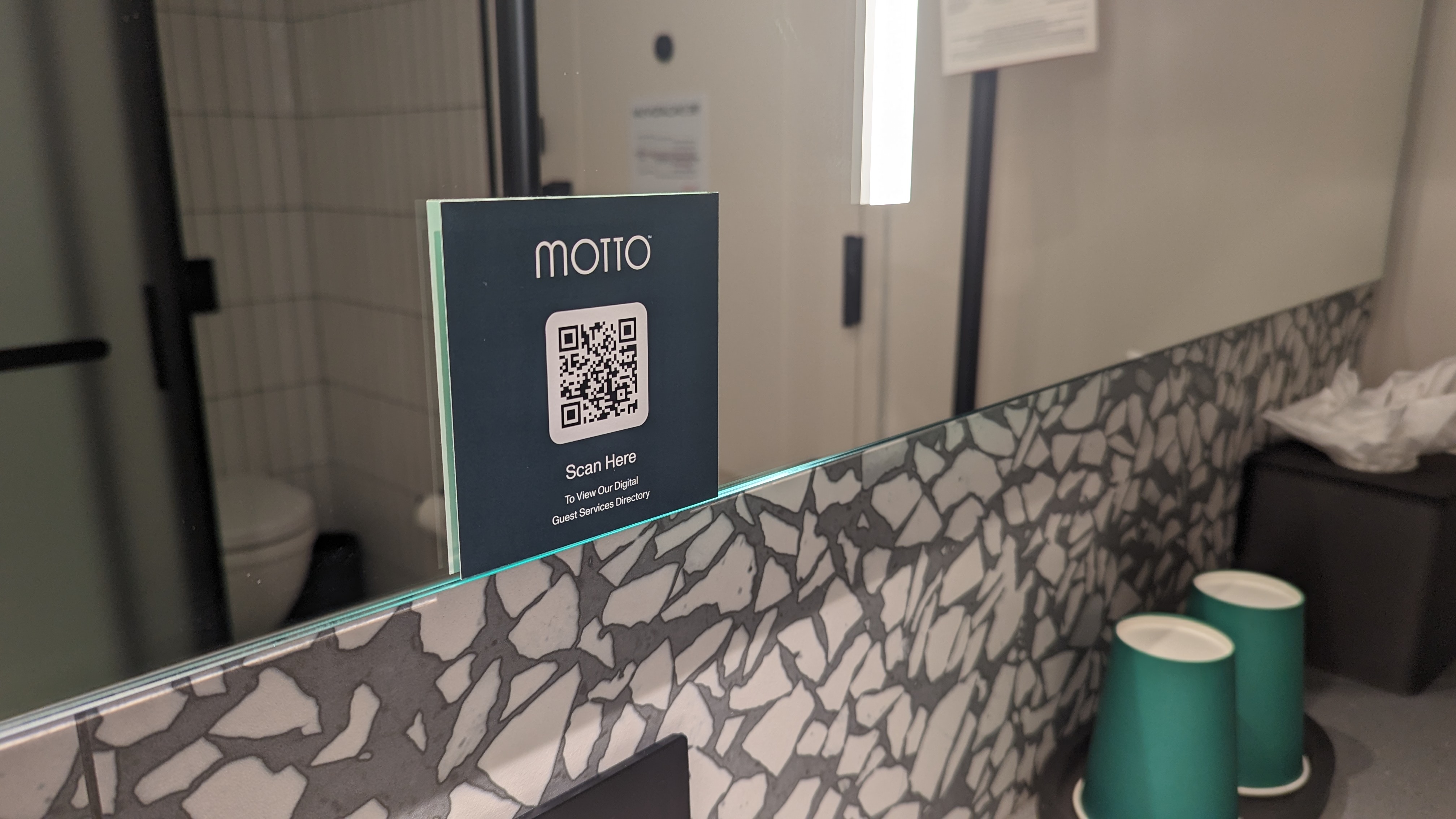 Motto by Hilton New York City Times Square guestroom bathroom mirror information