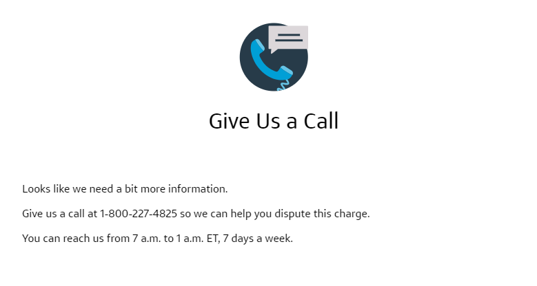 Give Us a Call screen