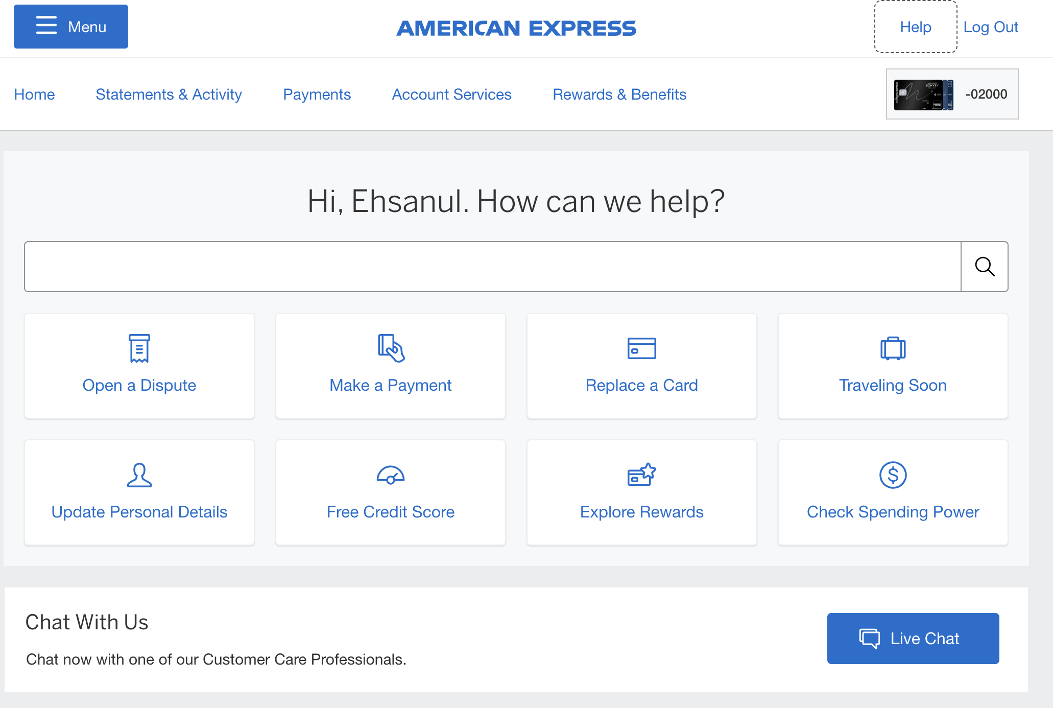 Amex online chat feature Amex online chat feature