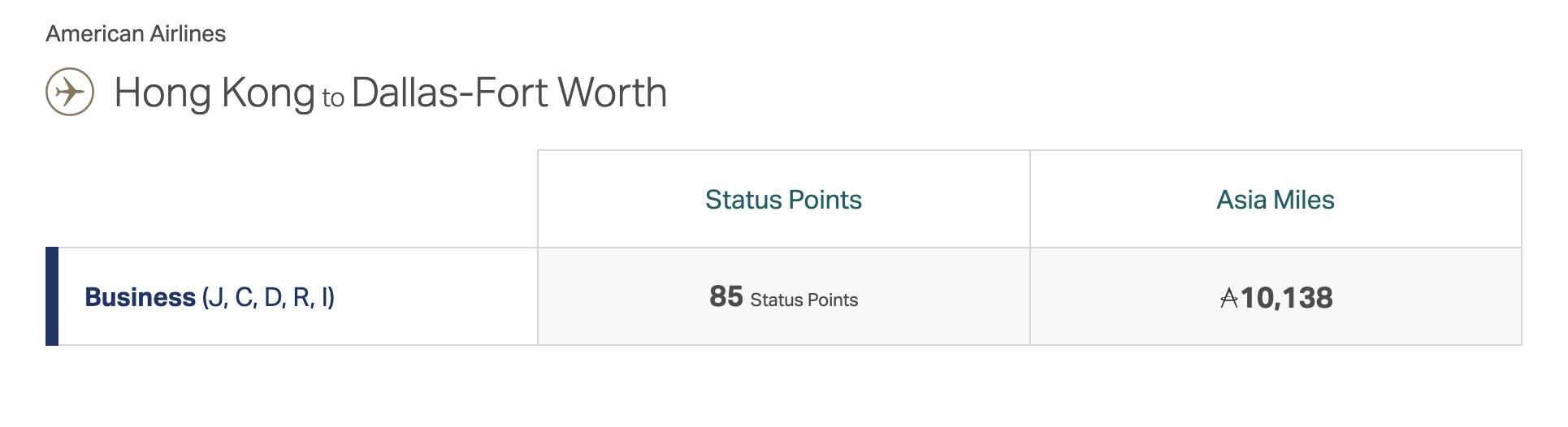 Cathay Pacific Mileage EarningCalculation Cathay earning calculator HKG DFW on AA
