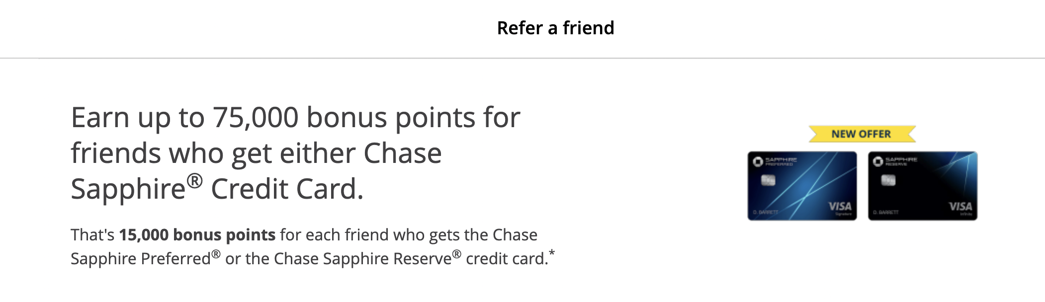 Chase Sapphire Referral Offer Screenshot Chase Sapphire Referral Offer Screenshot
