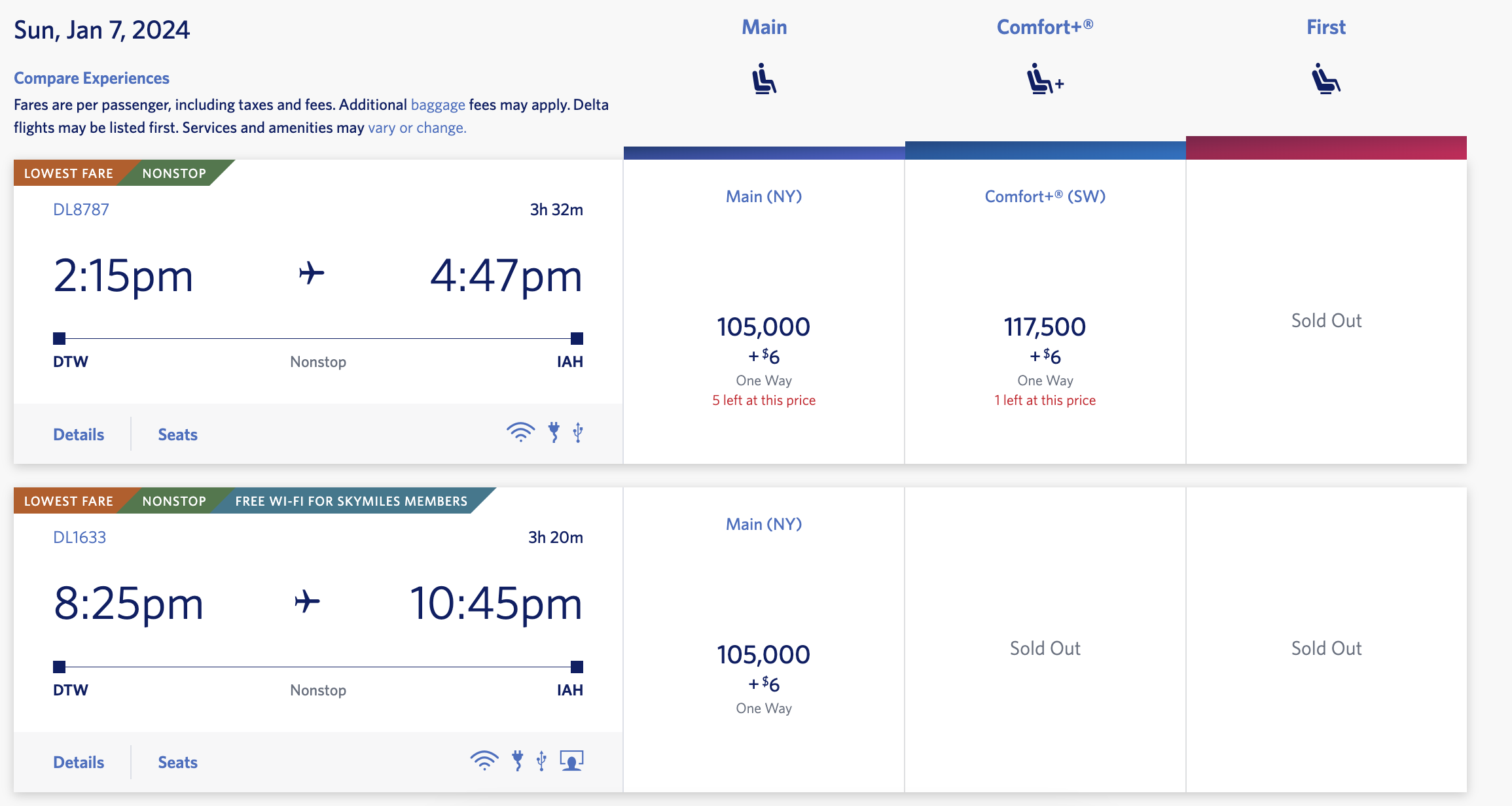 DTW to IAH 105k