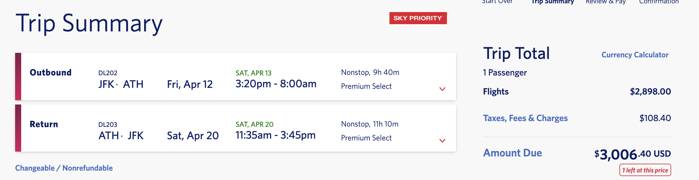 Delta JFK ATH price Delta JFK ATH price