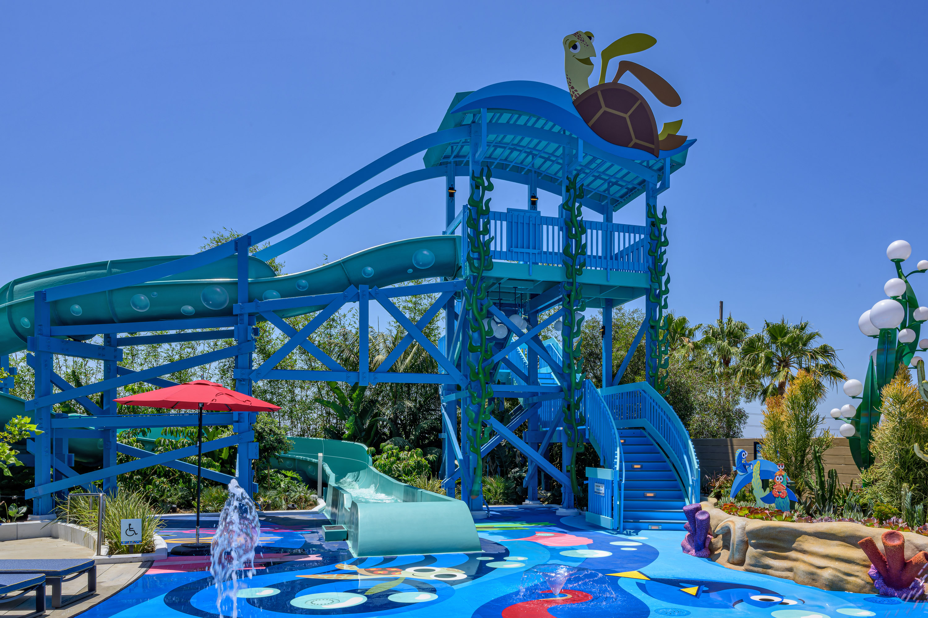Disney Pixar Disneyland pool waterslide