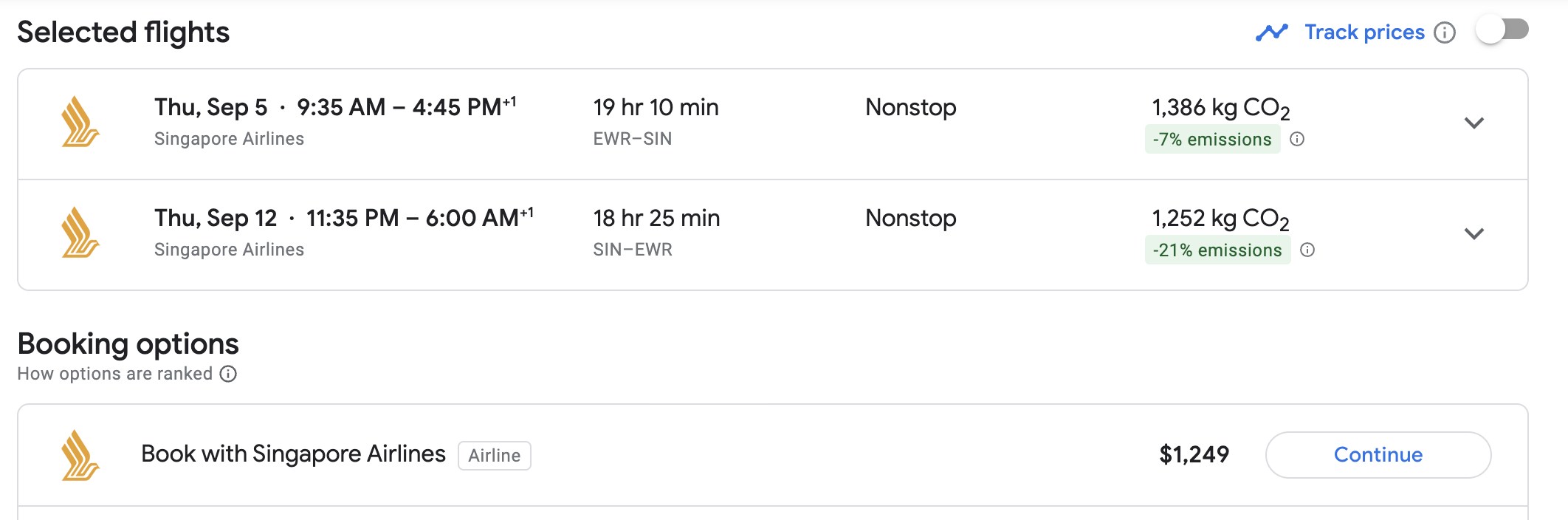 EWR SIN SQ PE EWR SIN SQ PE