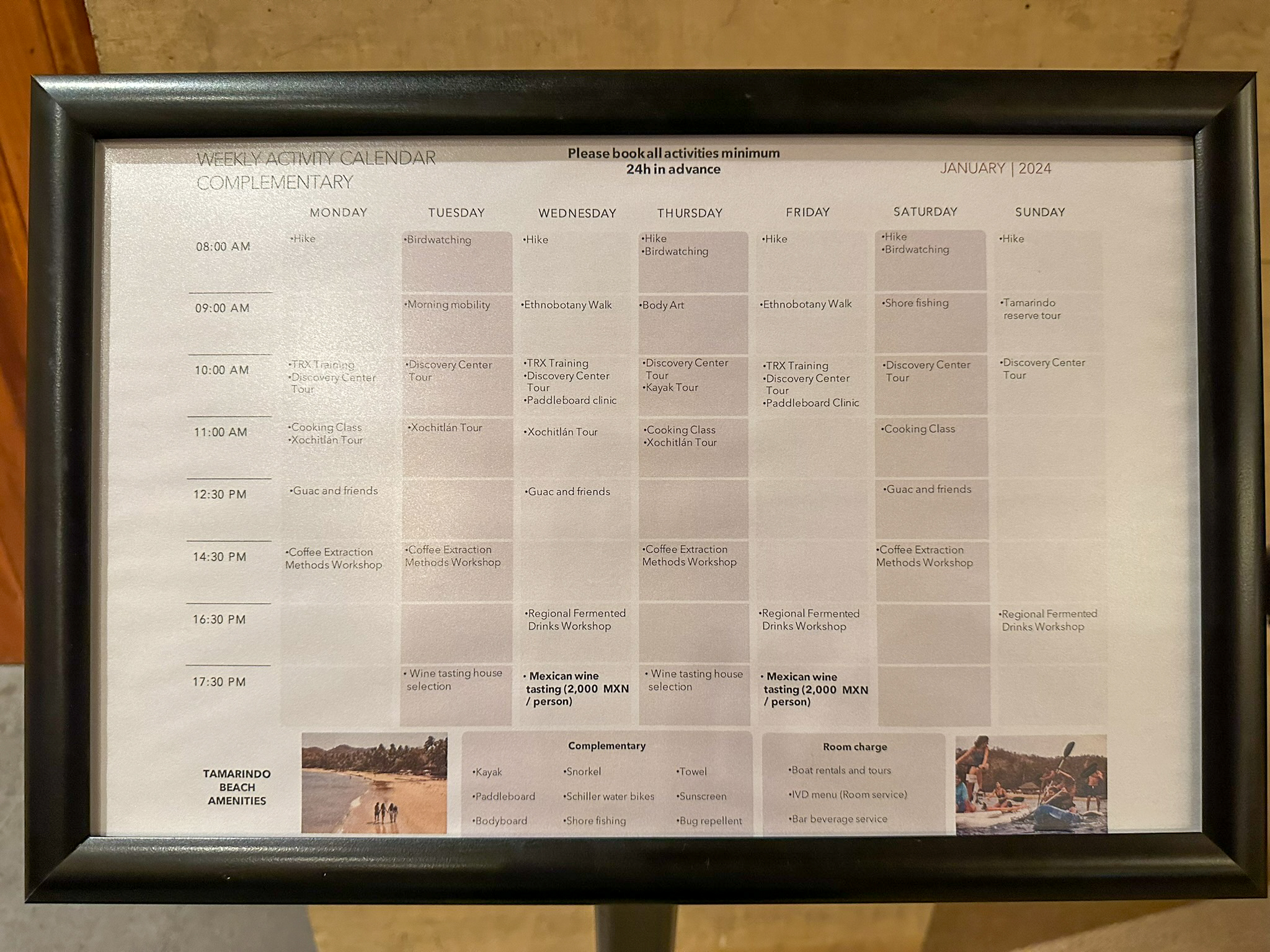 Four Seasons Tamarindo activities calendar Four Seasons Tamarindo activities calendar